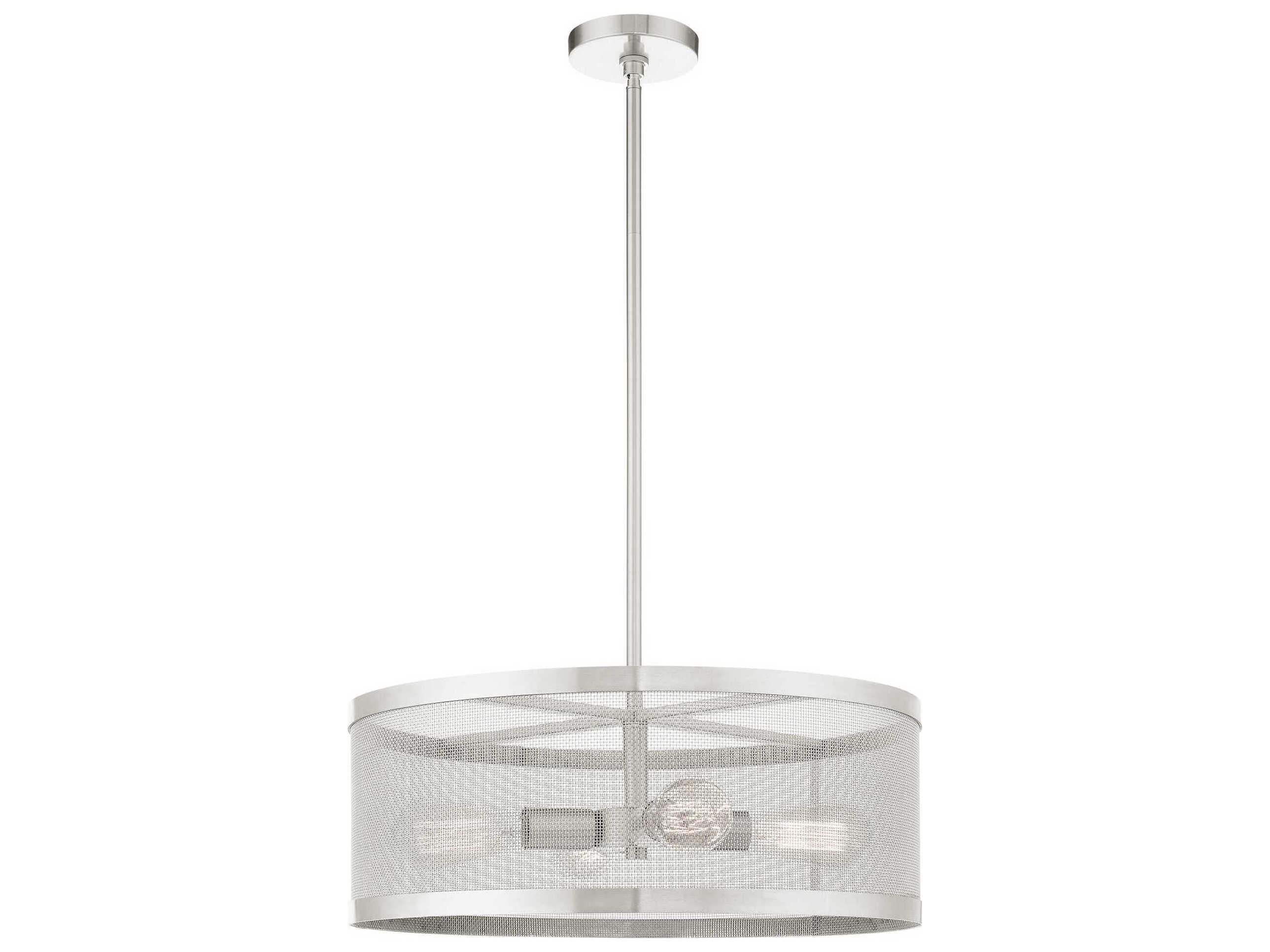Livex Lighting Industro 4-Light Brushed Nickel Drum Pendant