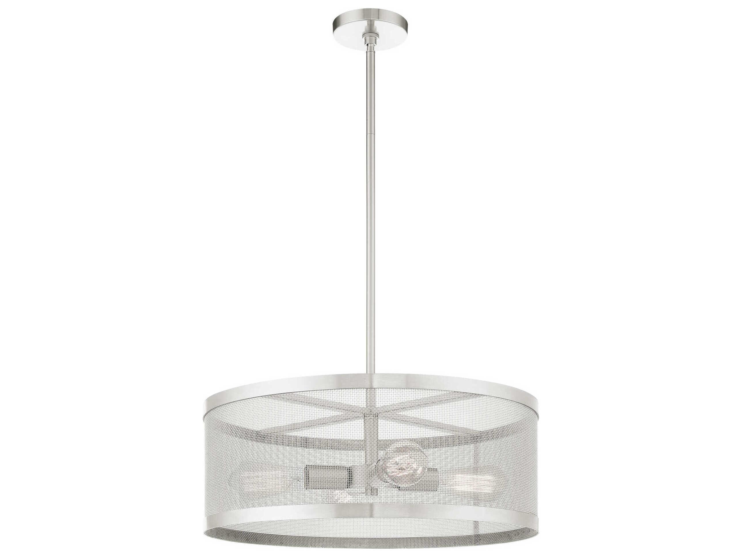 Livex Lighting Industro 4-Light Brushed Nickel Drum Pendant