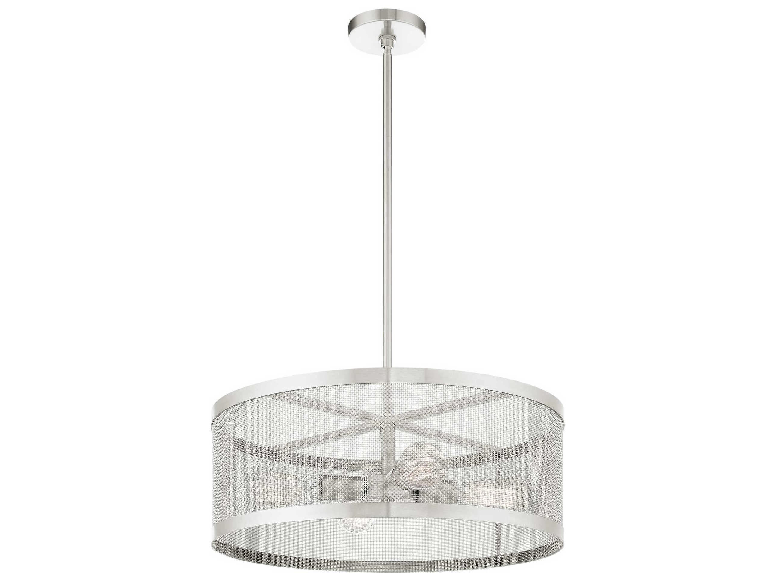 Livex Lighting Industro 4-Light Brushed Nickel Drum Pendant