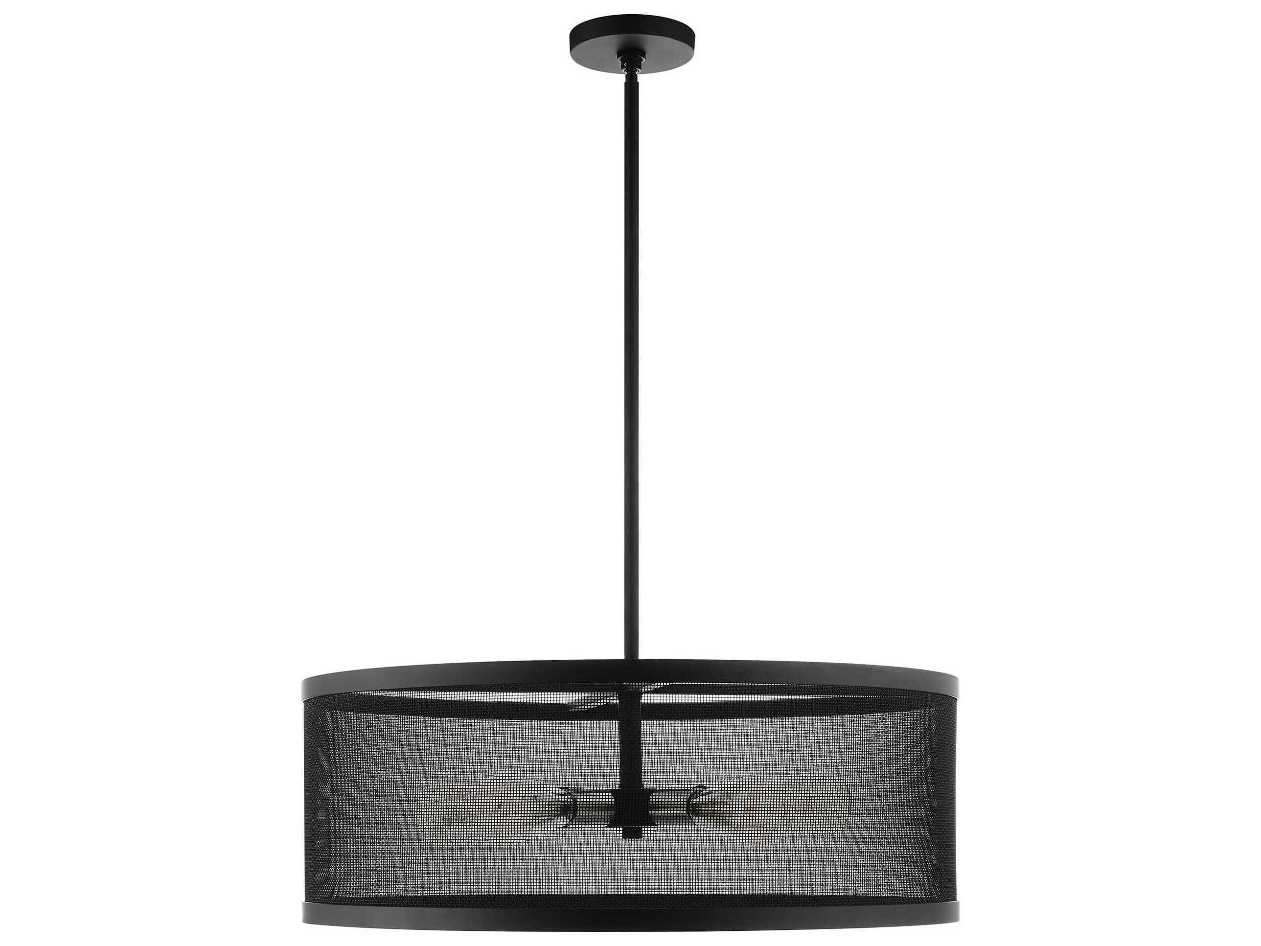 Livex Lighting Industro 5-Light Black Brushed Nickel Drum Pendant