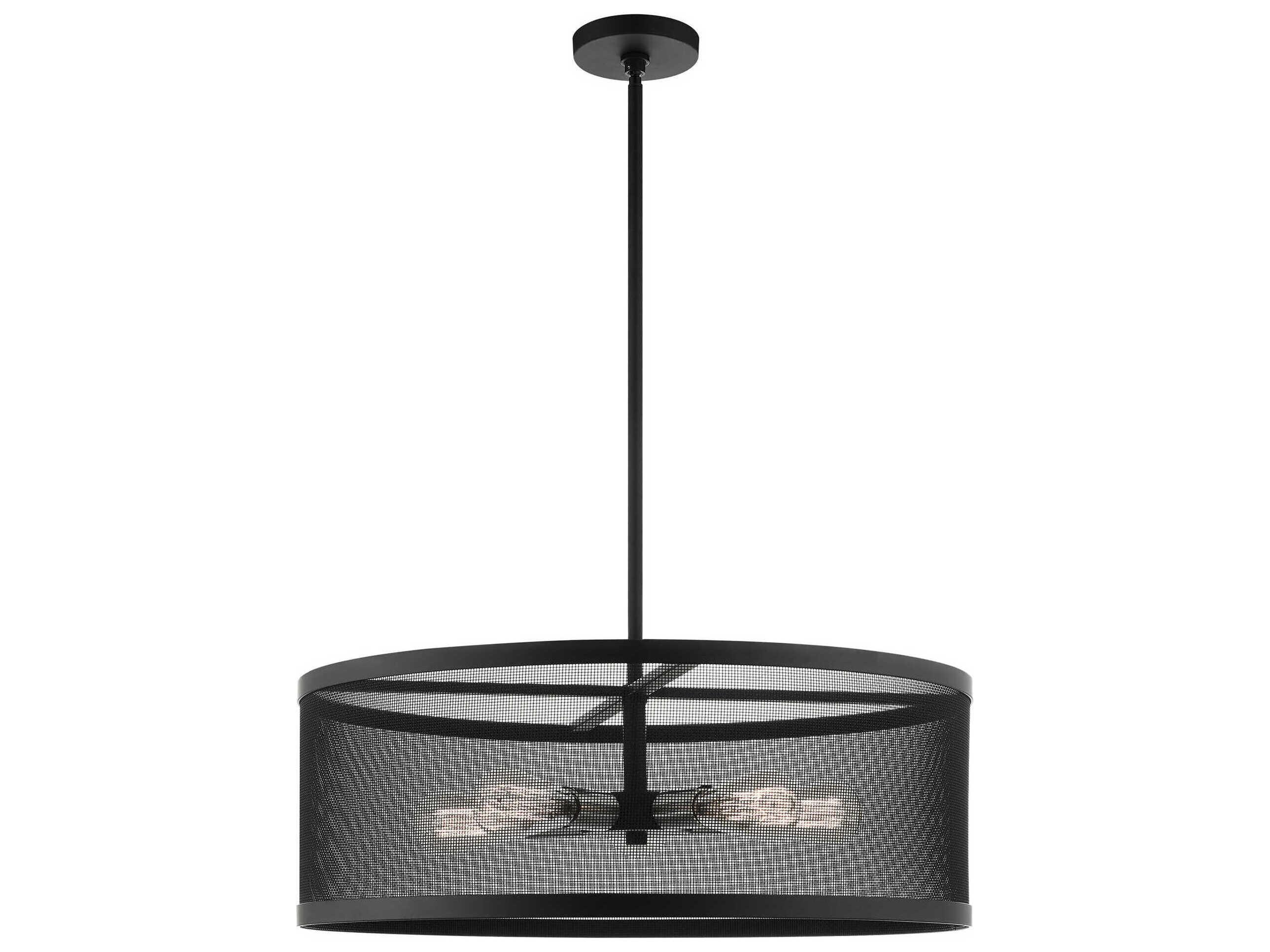 Livex Lighting Industro 5-Light Black Brushed Nickel Drum Pendant