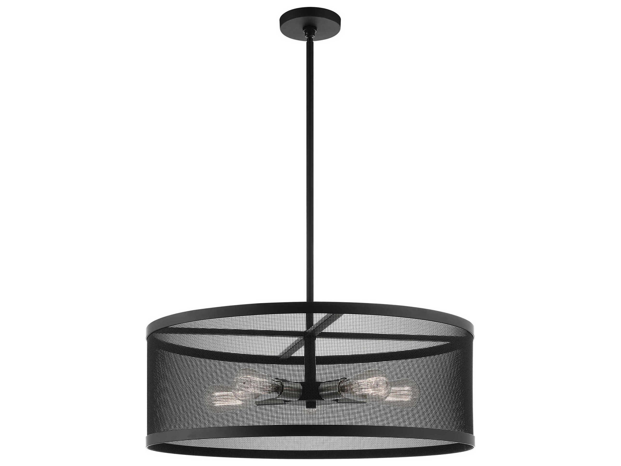 Livex Lighting Industro 5-Light Black Brushed Nickel Drum Pendant