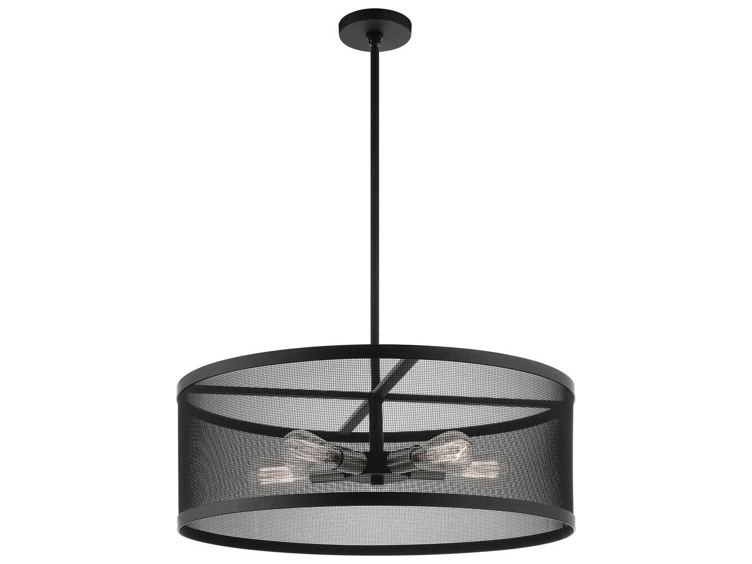 Livex Lighting Industro 5-Light Black Brushed Nickel Drum Pendant