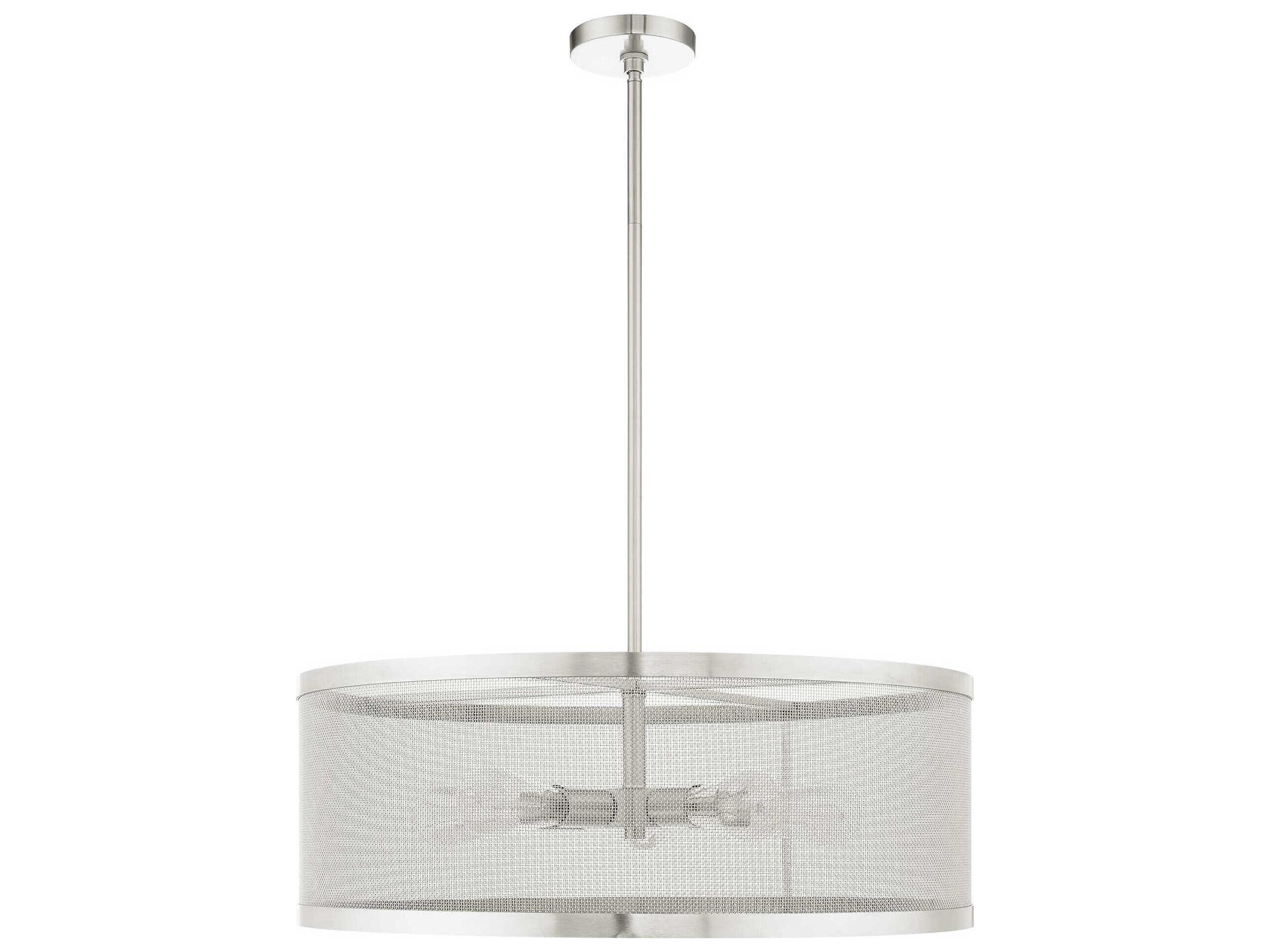 Livex Lighting Industro 5-Light Brushed Nickel Drum Pendant