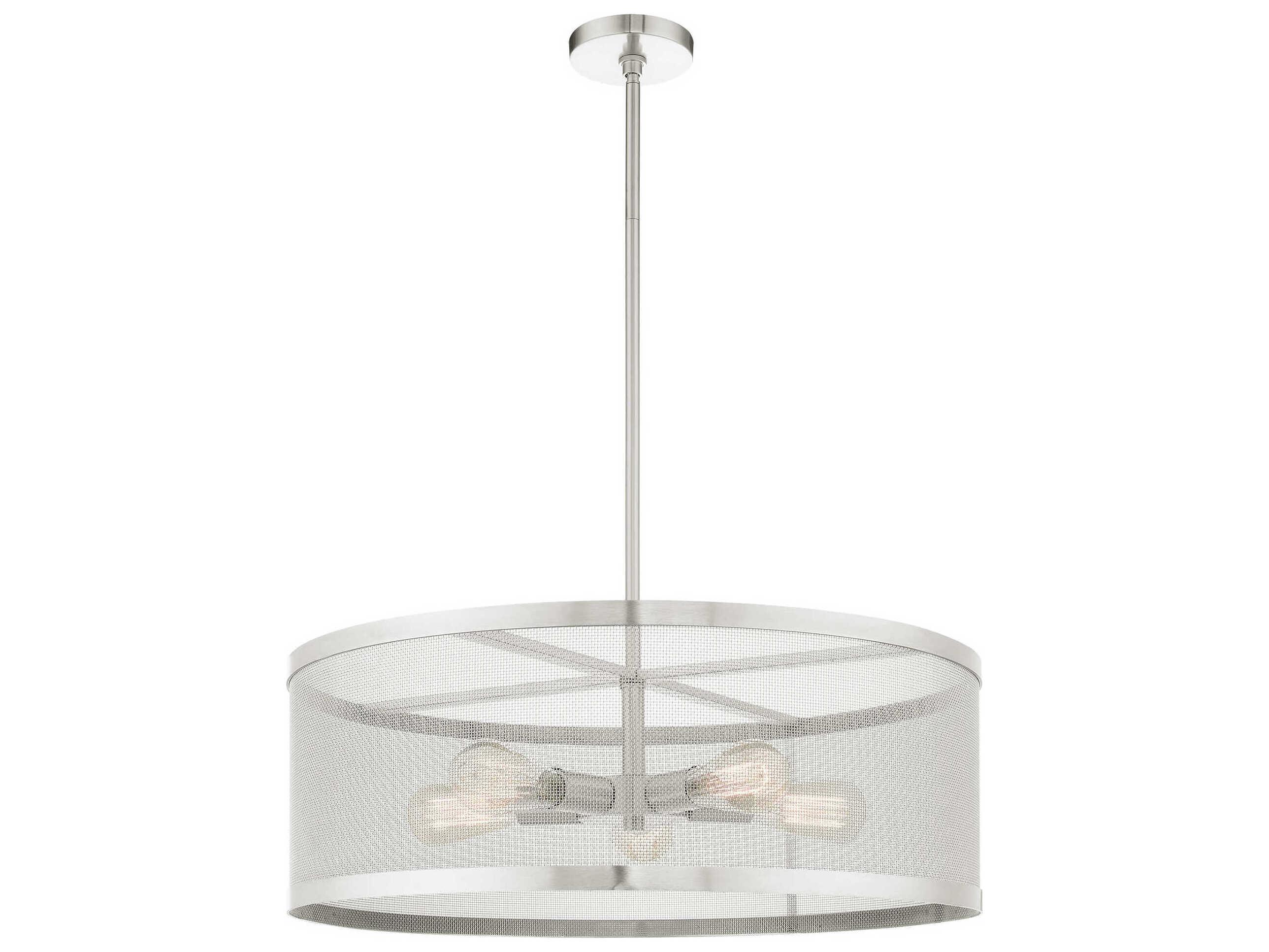 Livex Lighting Industro 5-Light Brushed Nickel Drum Pendant