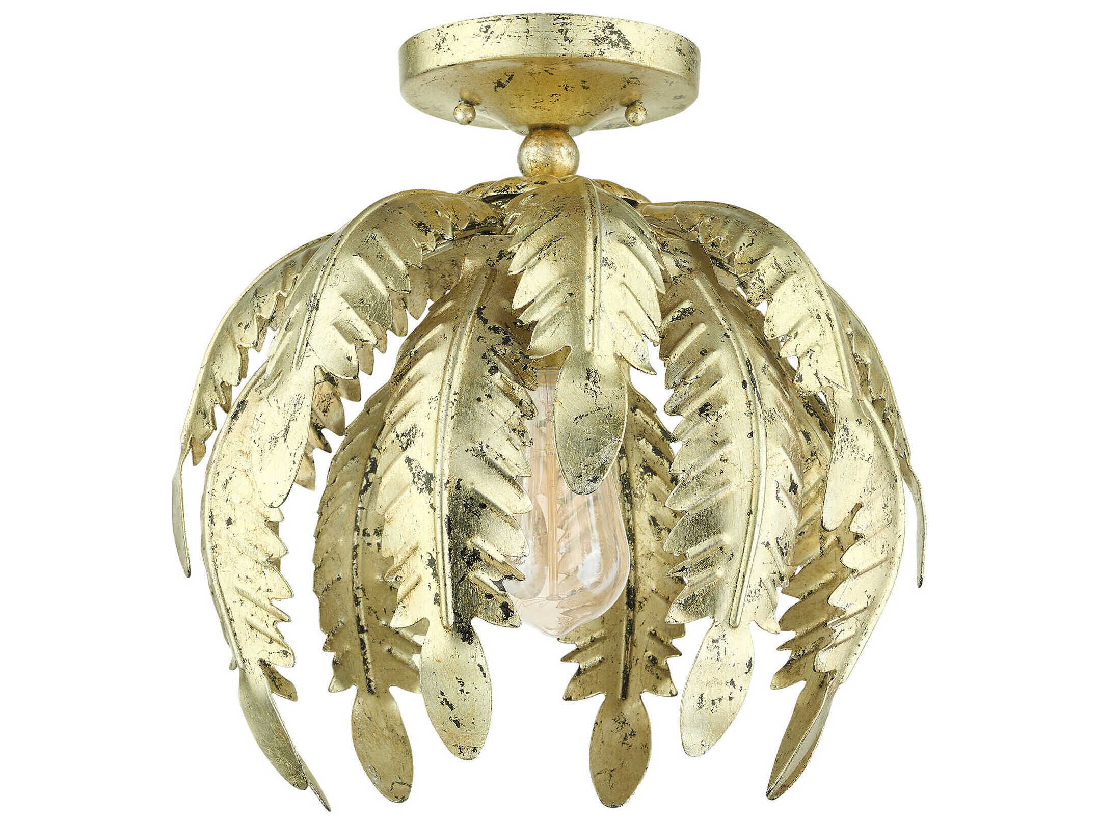 Livex Lighting Acanthus 1-Light Winter Gold Semi Flush Mount