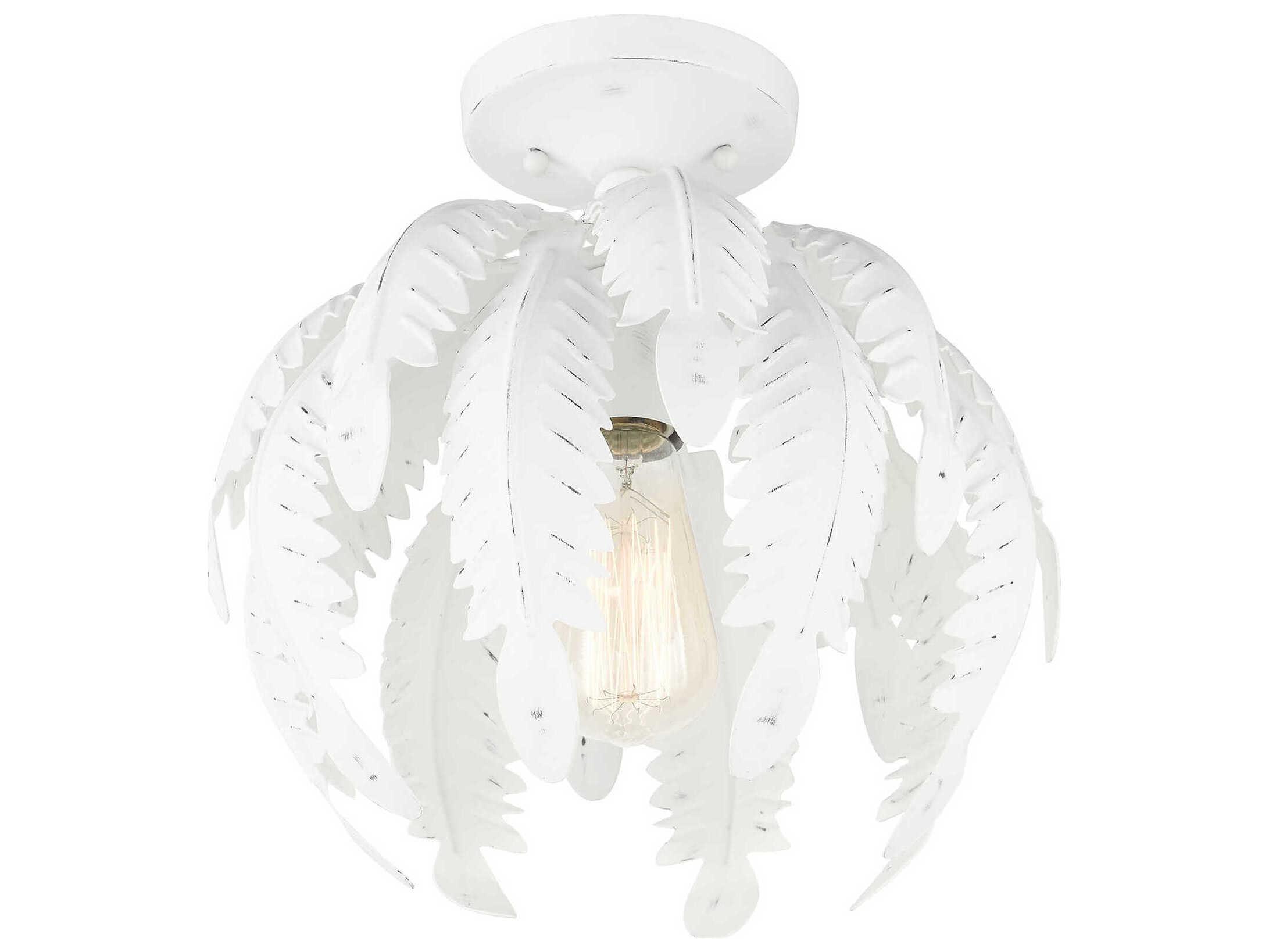Livex Lighting Acanthus 1-Light Antique White Semi Flush Mount