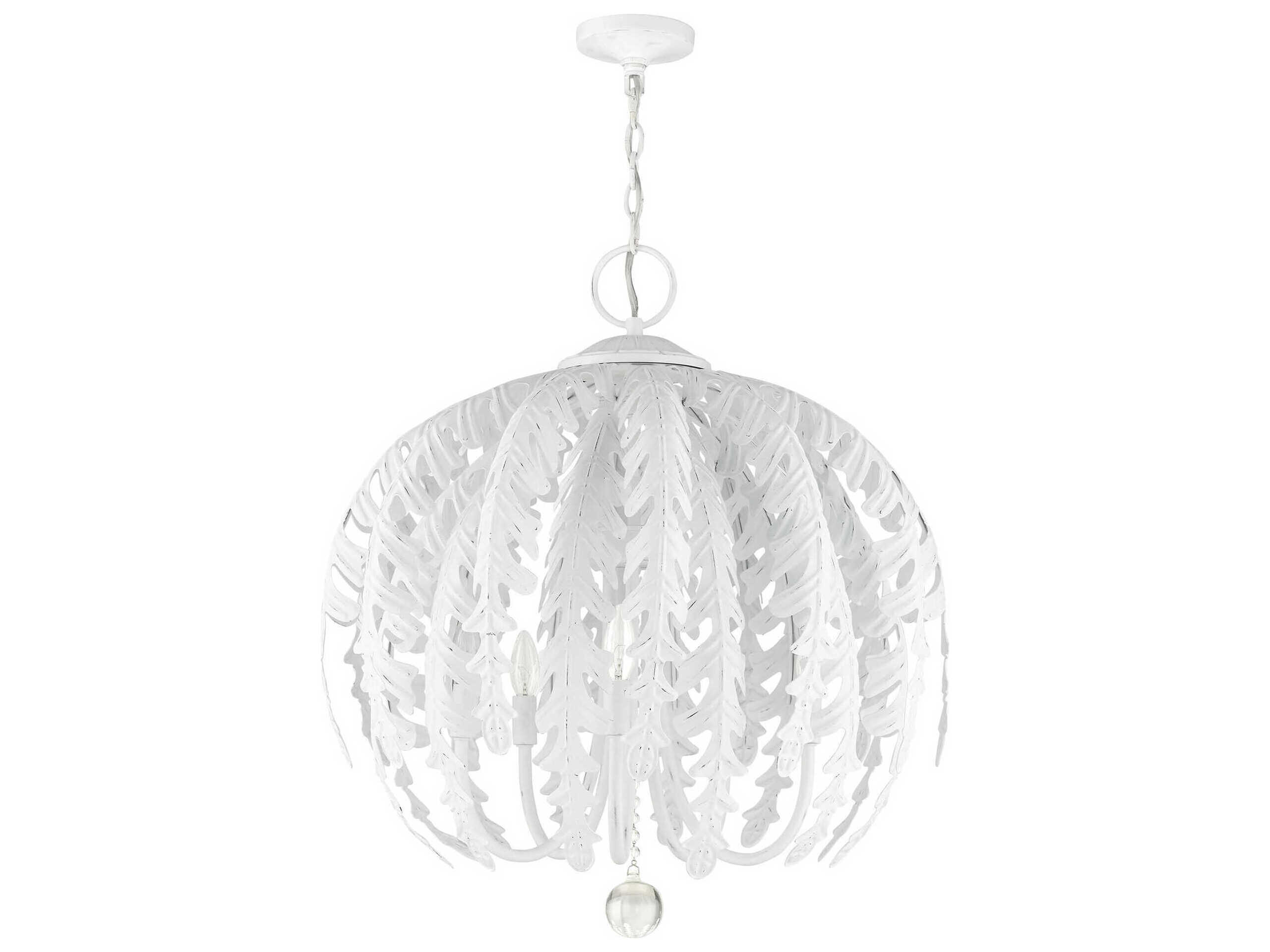 Livex Lighting Acanthus 5-Light Antique White Crystal Chandelier