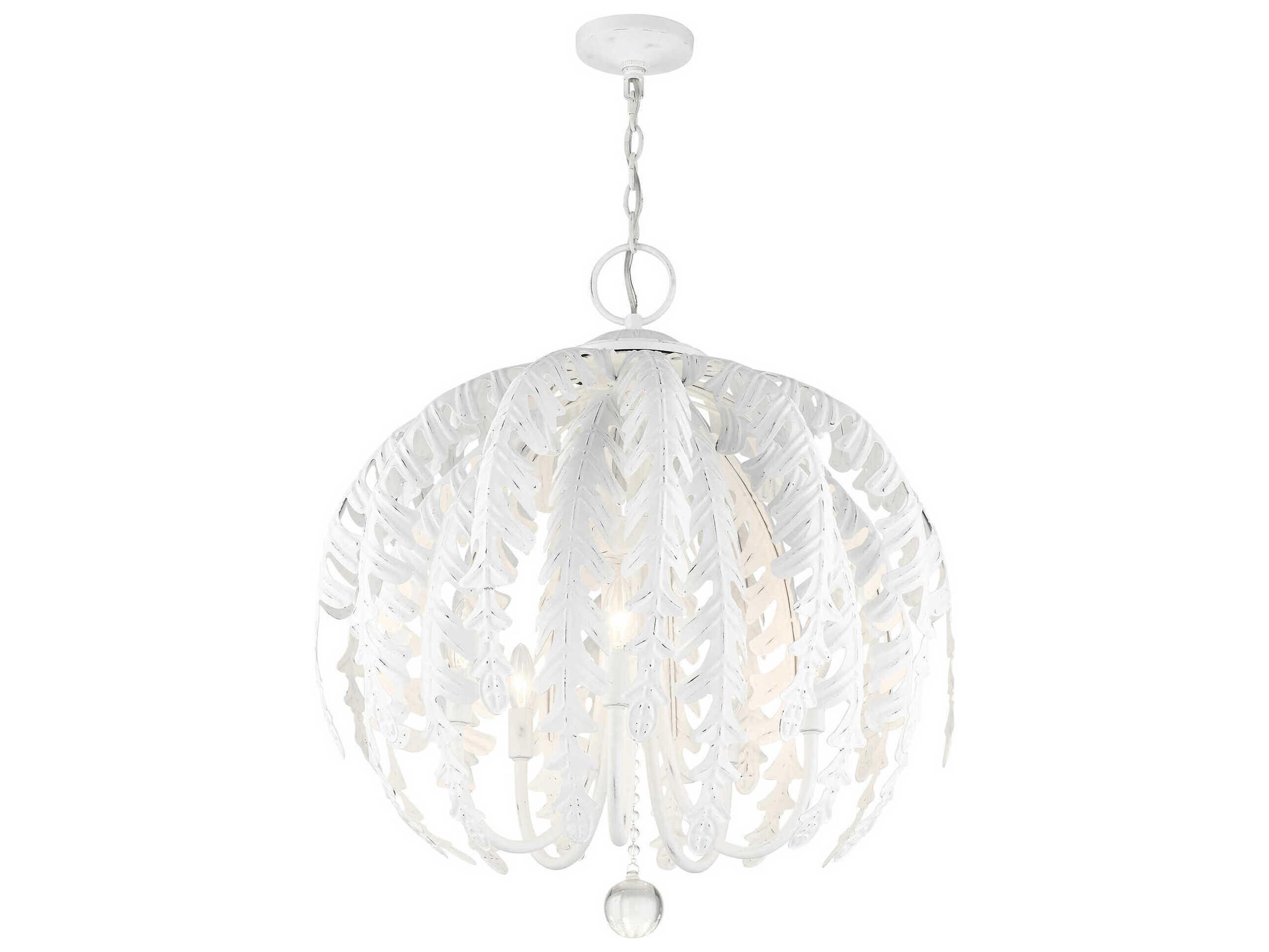 Livex Lighting Acanthus 5-Light Antique White Crystal Chandelier