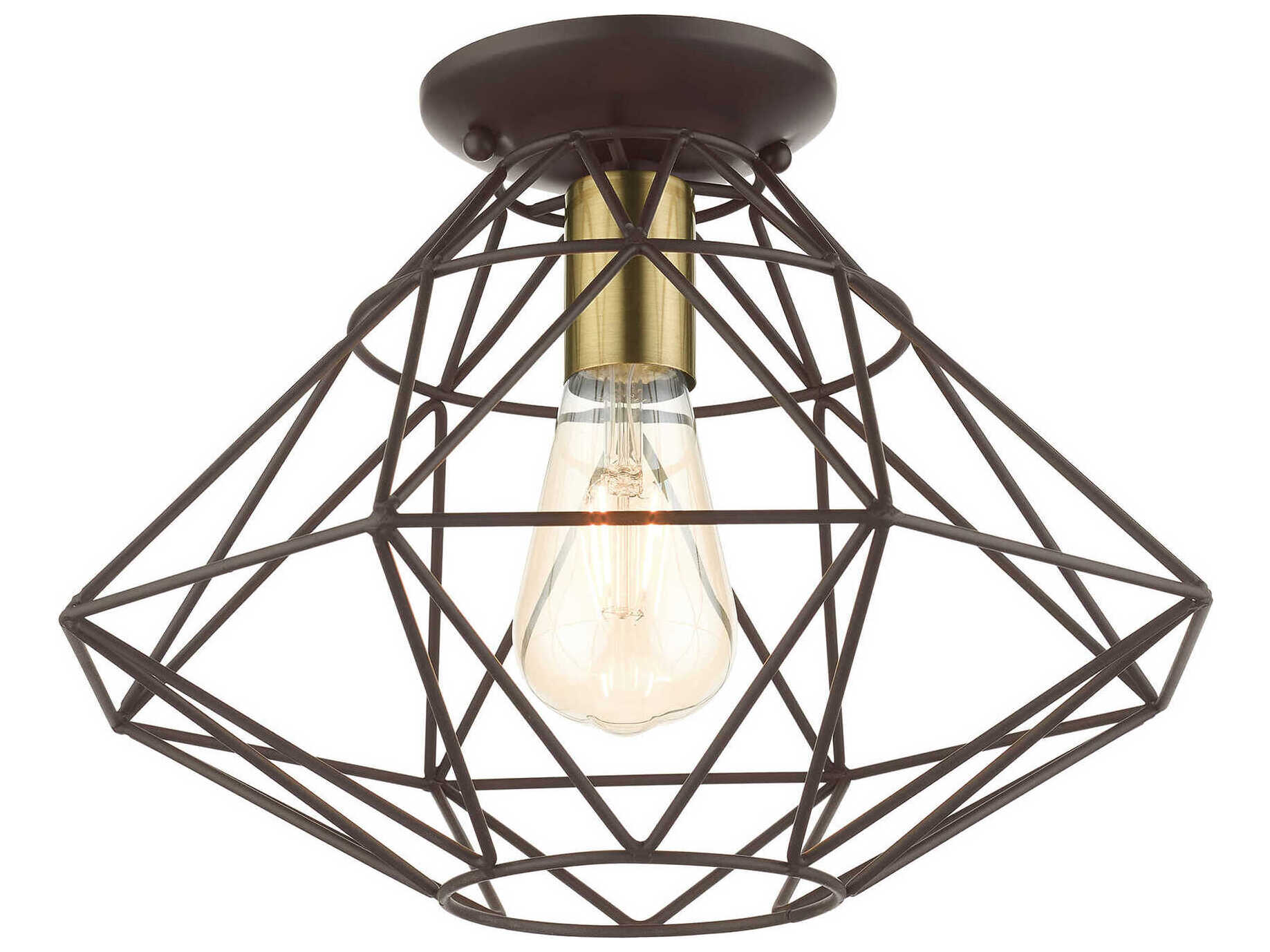 Livex Lighting Geometric 1-Light Bronze Semi Flush Mount
