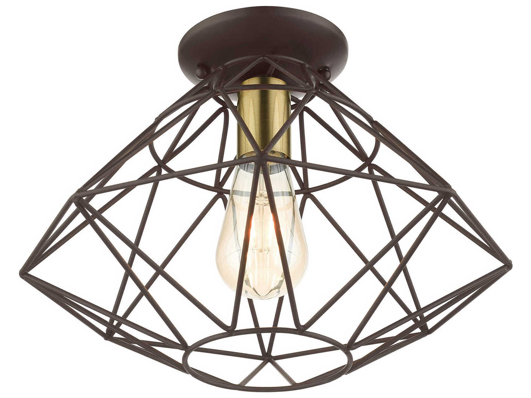 Livex Lighting Geometric 1-Light Bronze Semi Flush Mount