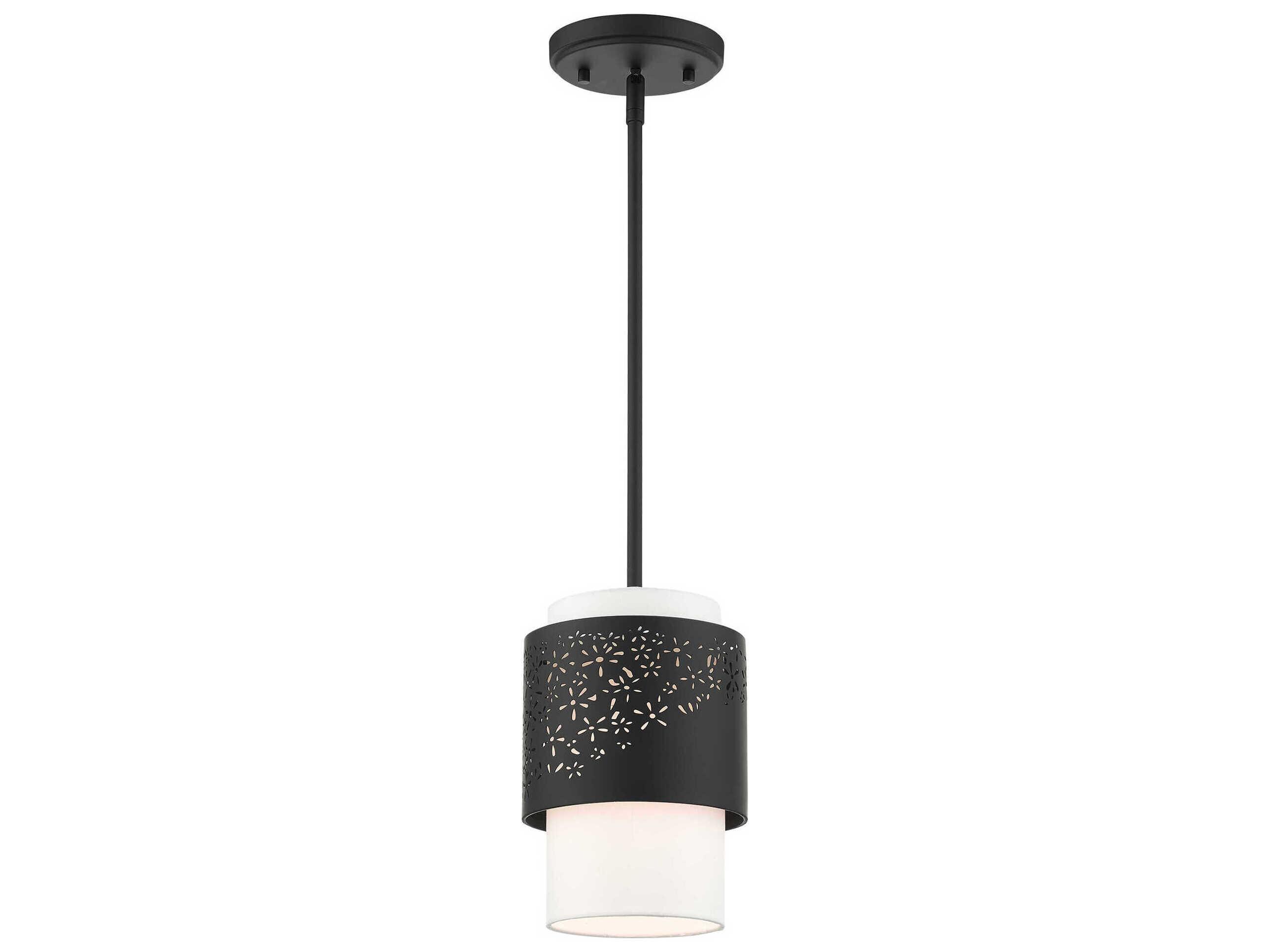 Livex Lighting Noria 1-Light Black Cylinder Mini Pendant