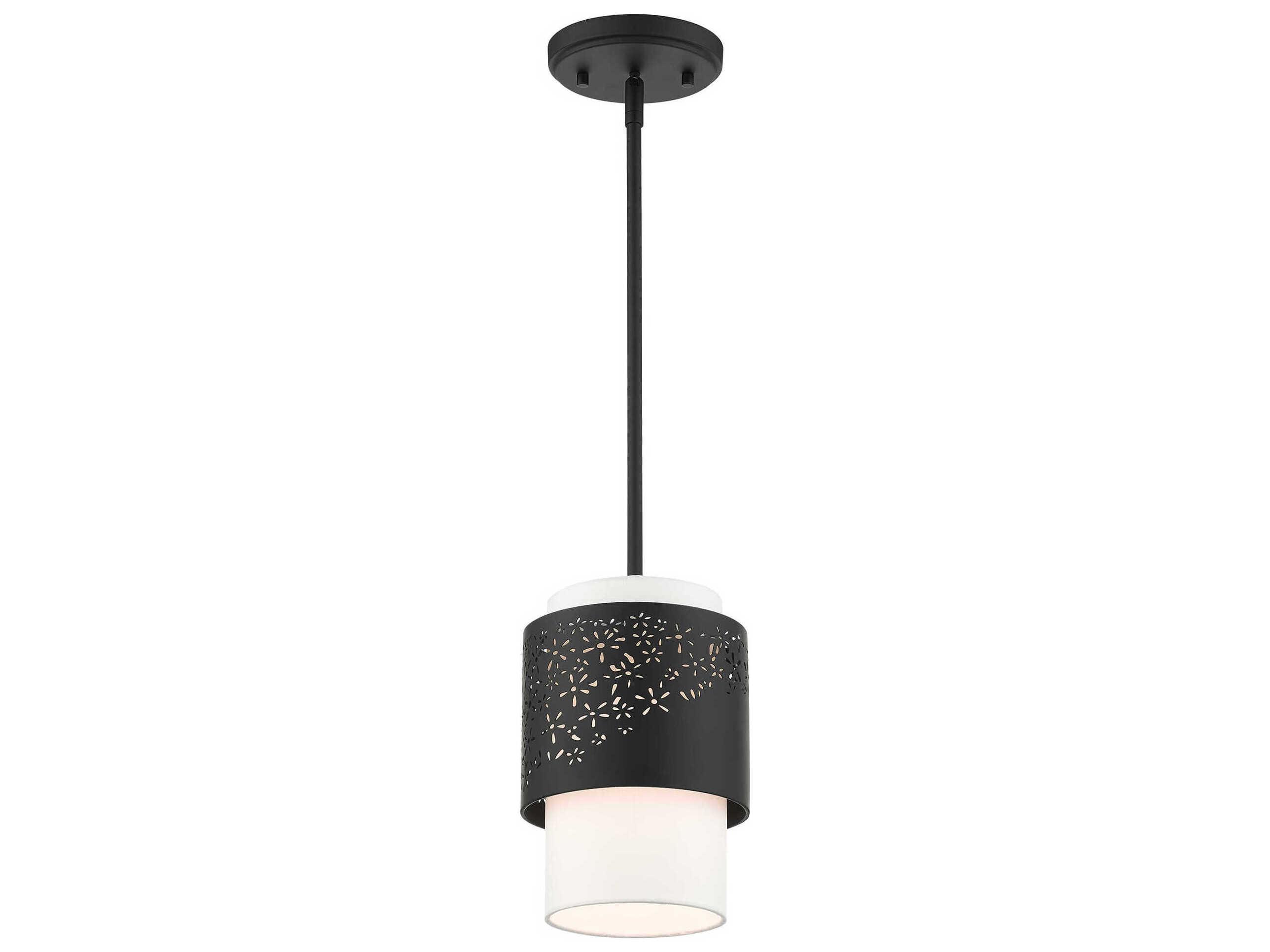 Livex Lighting Noria 1-Light Black Cylinder Mini Pendant