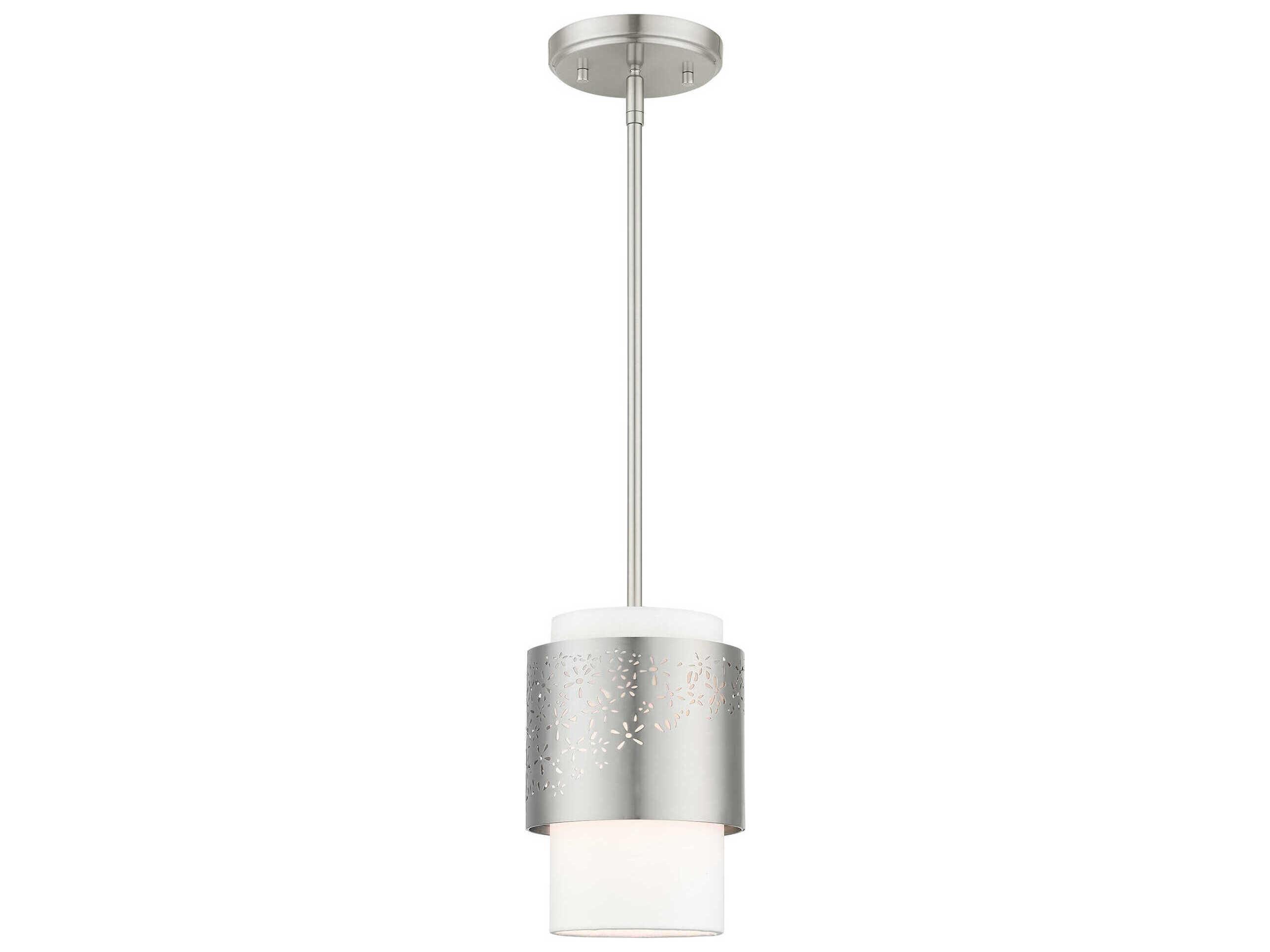 Livex Lighting Noria 1-Light Brushed Nickel Cylinder Mini Pendant