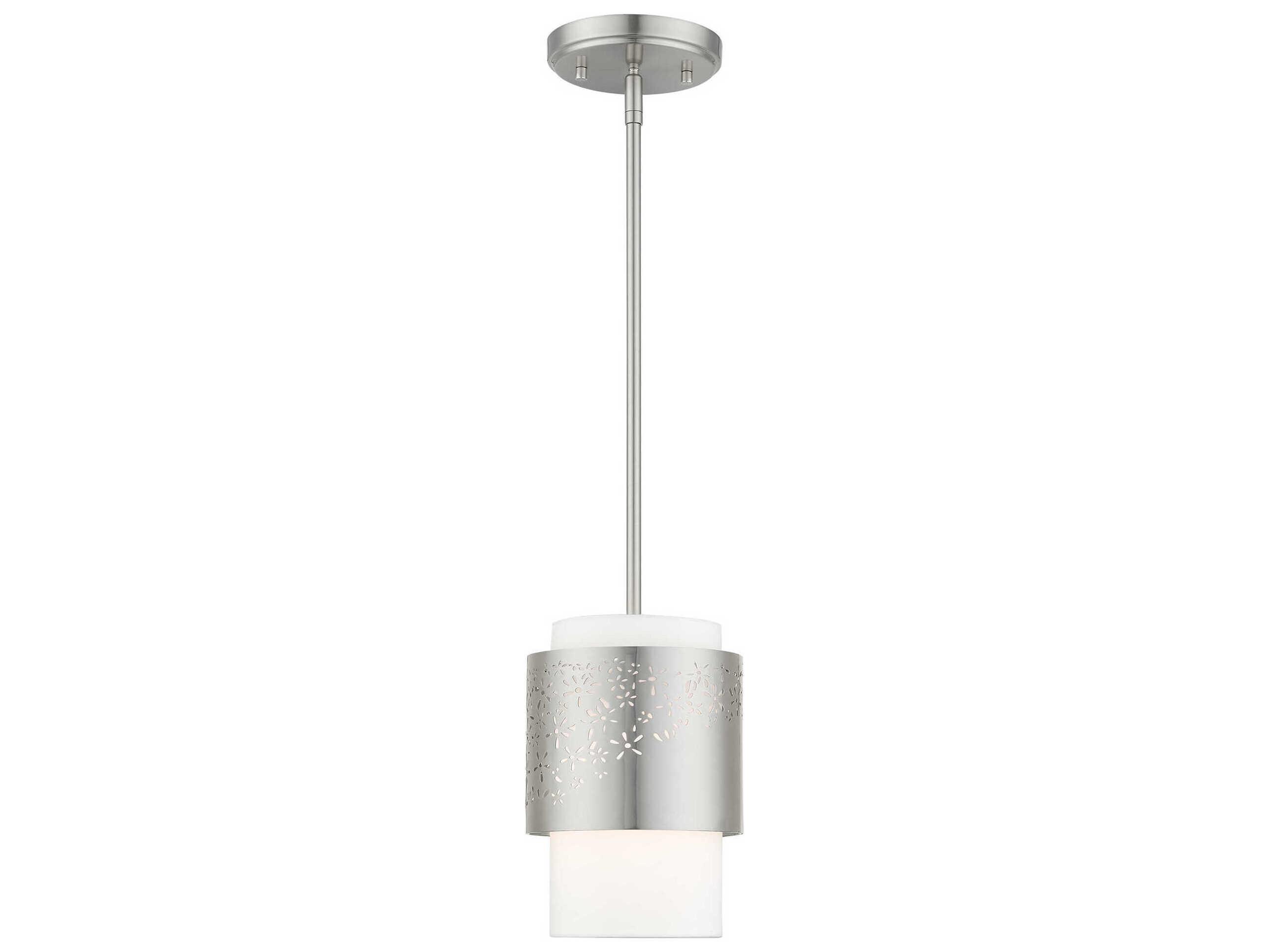 Livex Lighting Noria 1-Light Brushed Nickel Cylinder Mini Pendant