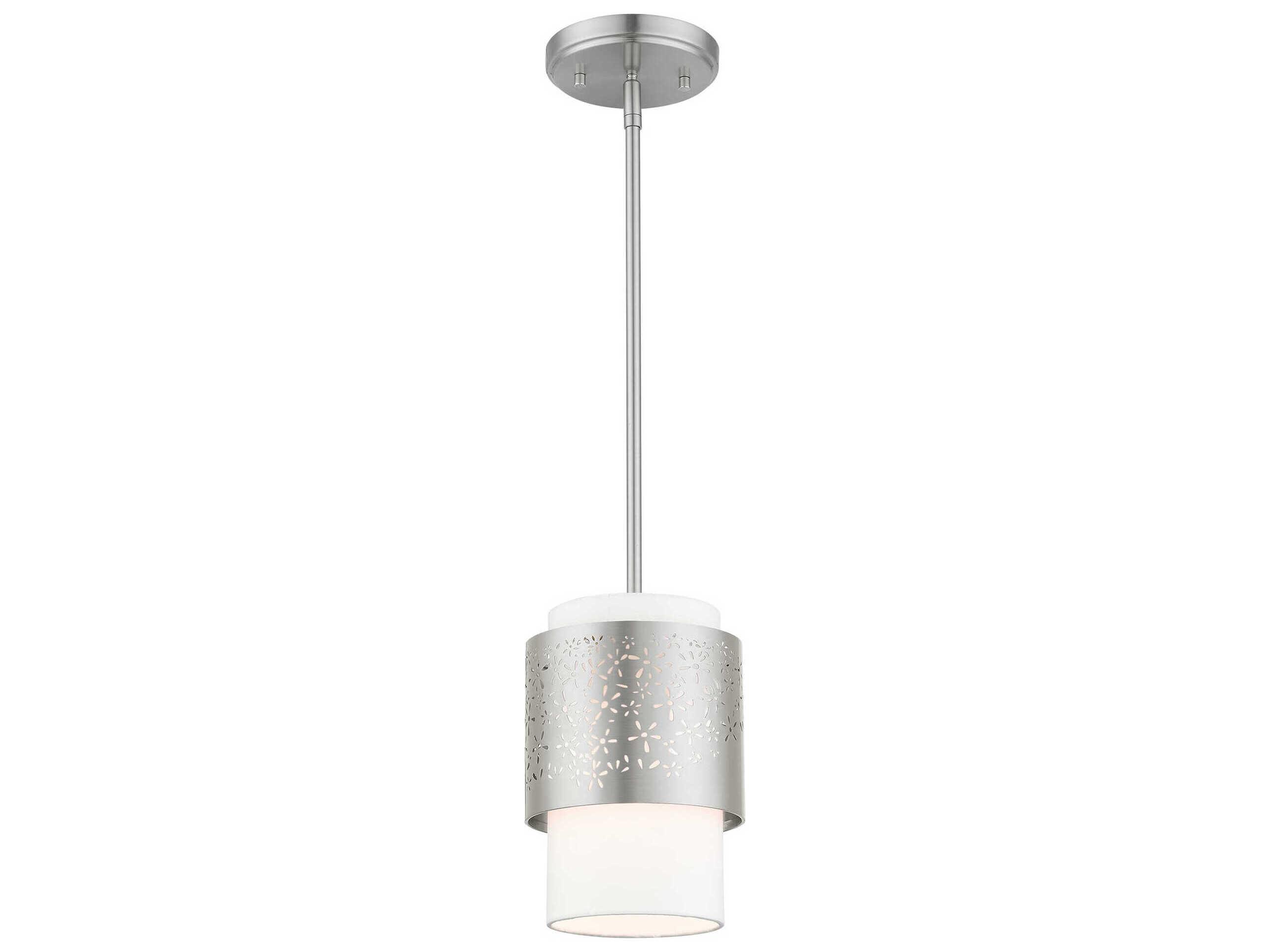 Livex Lighting Noria 1-Light Brushed Nickel Cylinder Mini Pendant