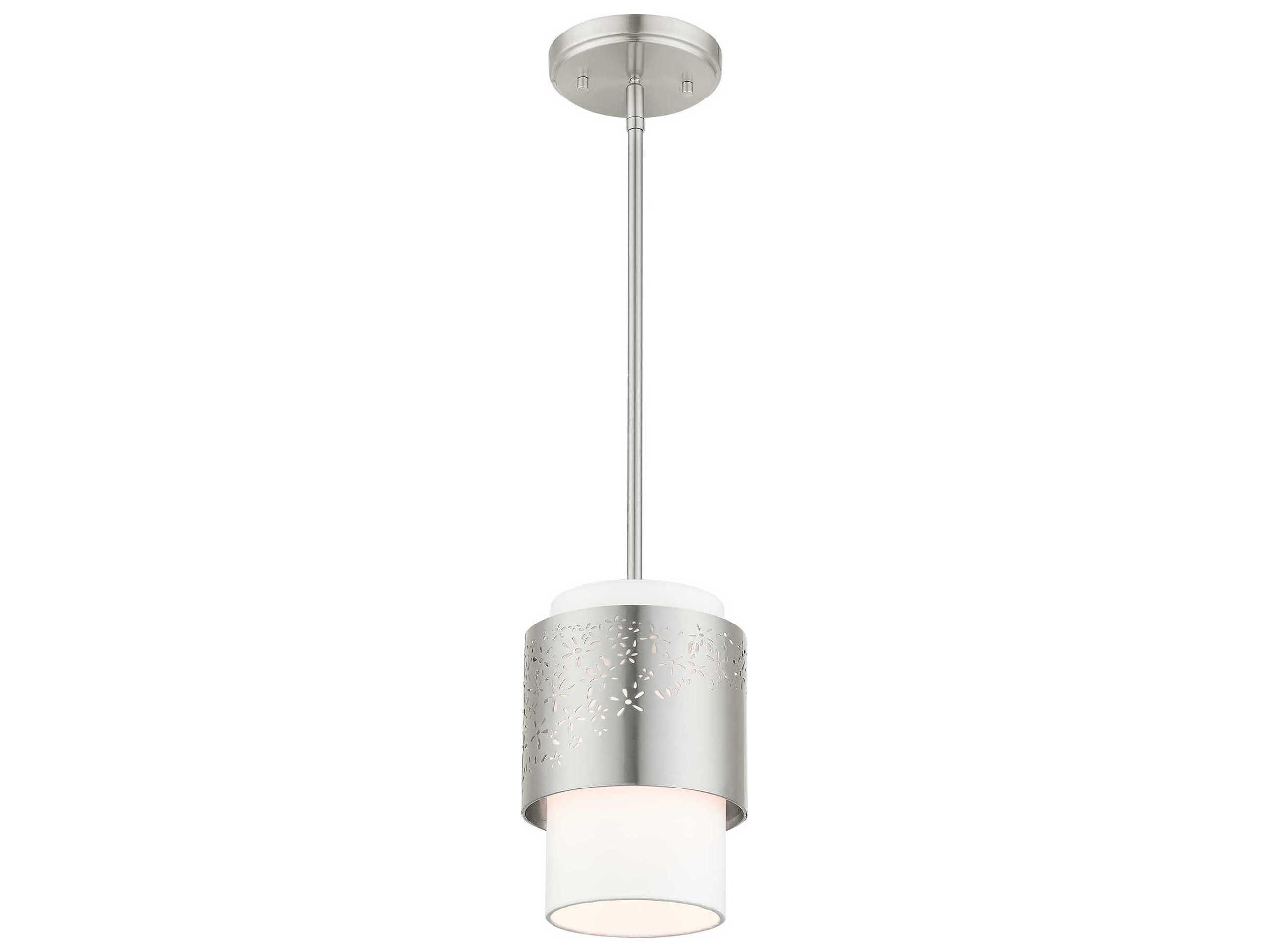 Livex Lighting Noria 1-Light Brushed Nickel Cylinder Mini Pendant