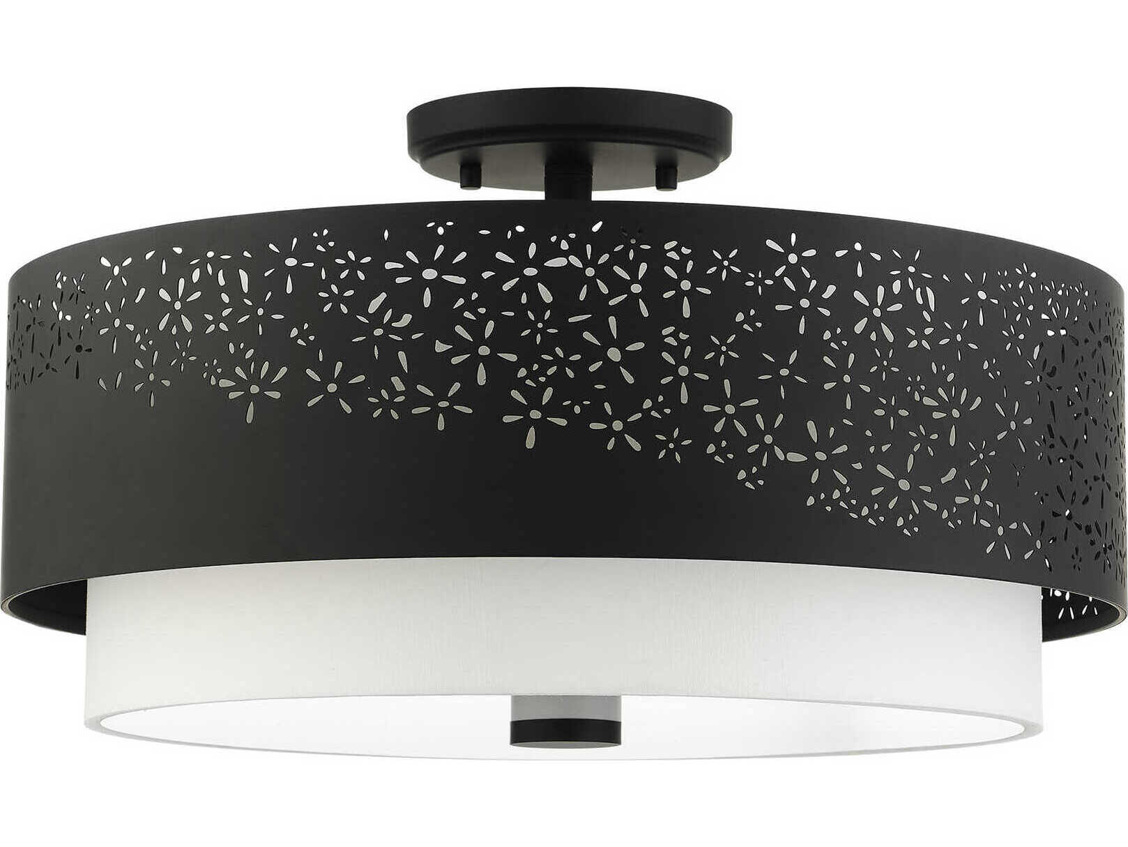 Livex Lighting Noria 4-Light Black Drum Semi Flush Mount