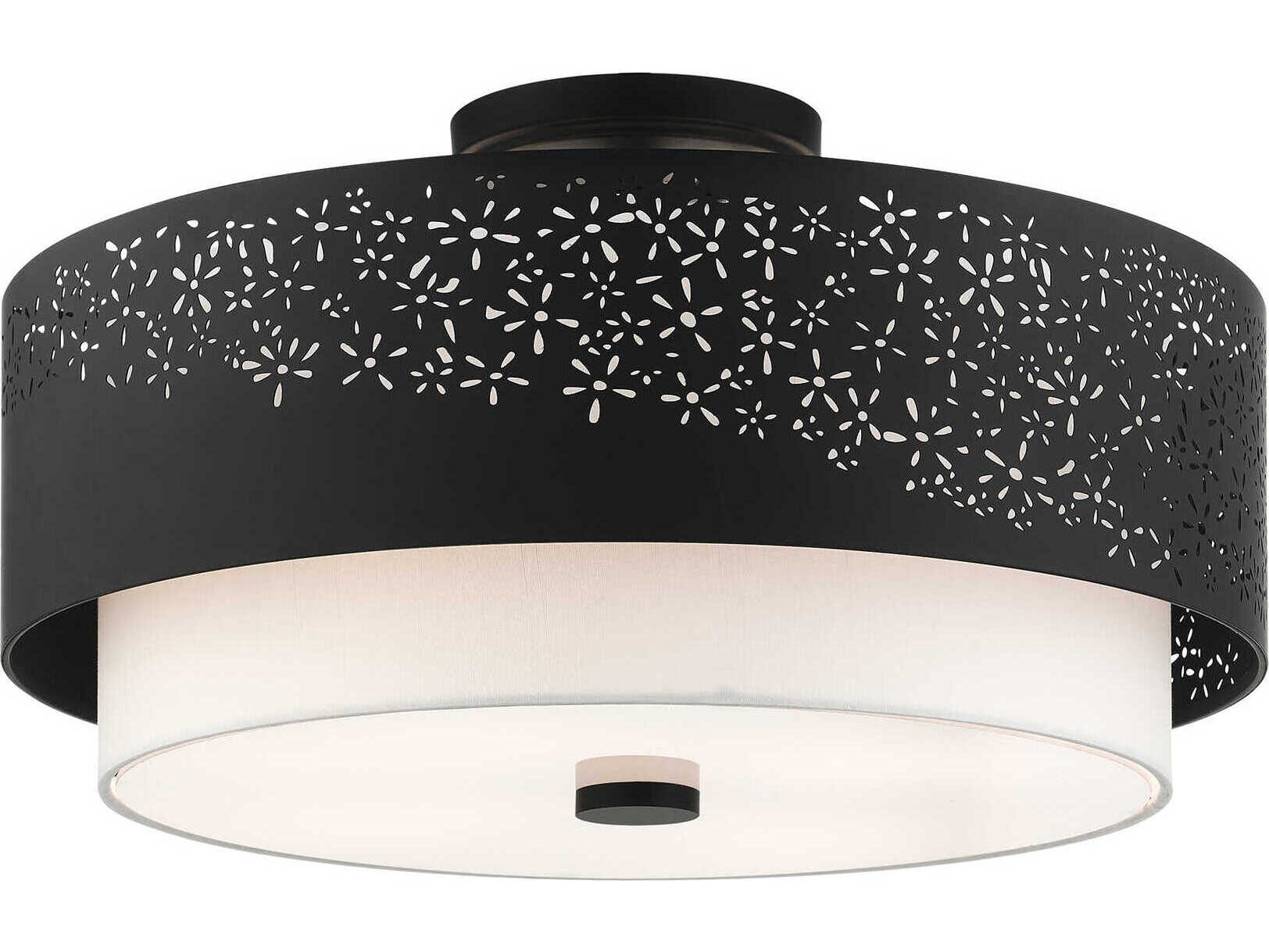 Livex Lighting Noria 4-Light Black Drum Semi Flush Mount
