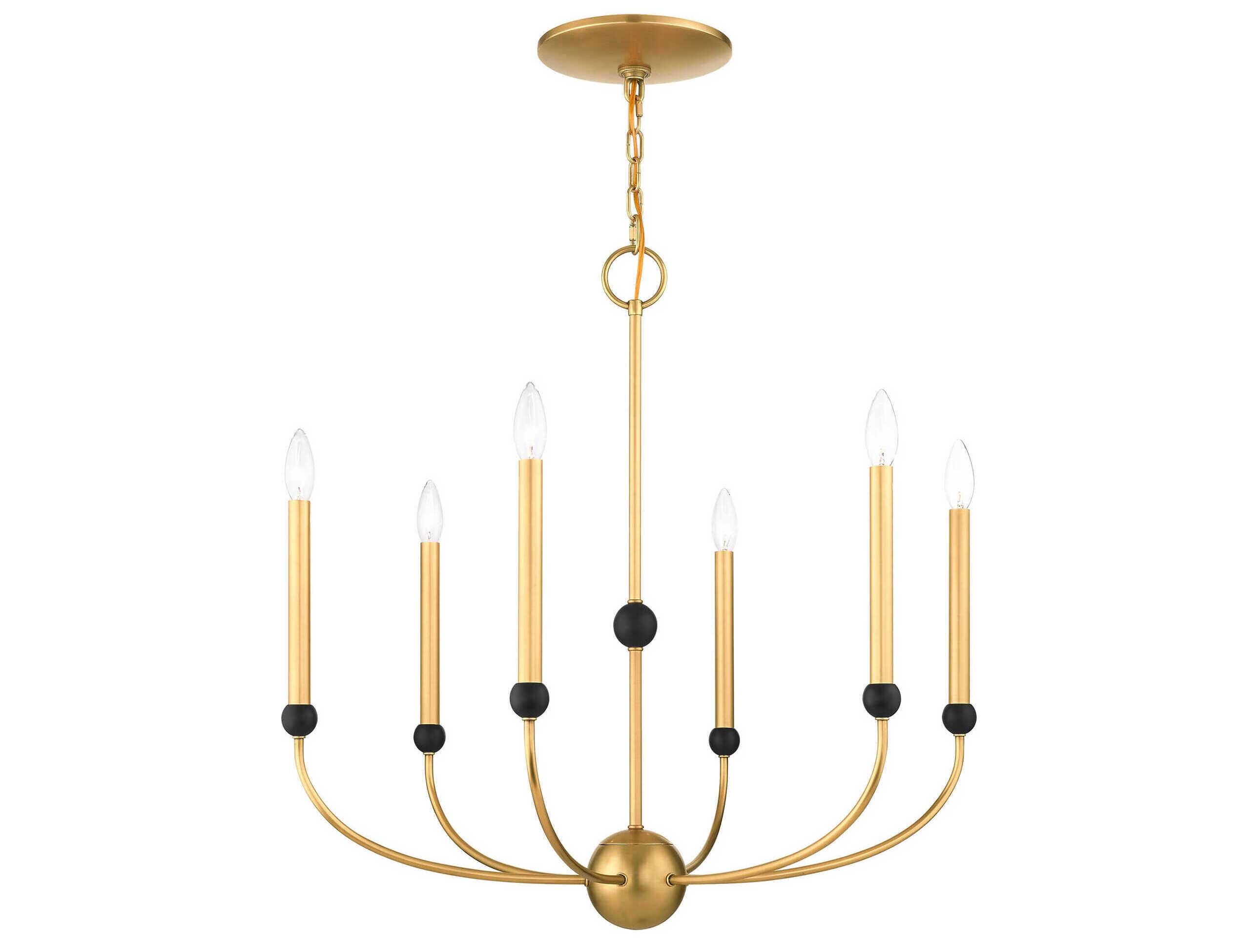 Livex Lighting Cortlandt 6-Light Natural Brass Bronze Candelabra Chandelier