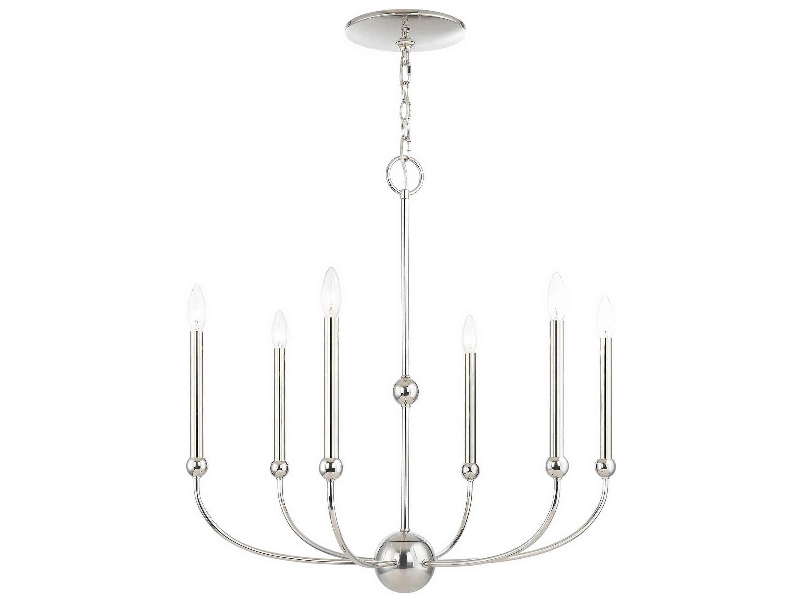 Livex Lighting Cortlandt 6-Light Polished Nickel Candelabra Chandelier