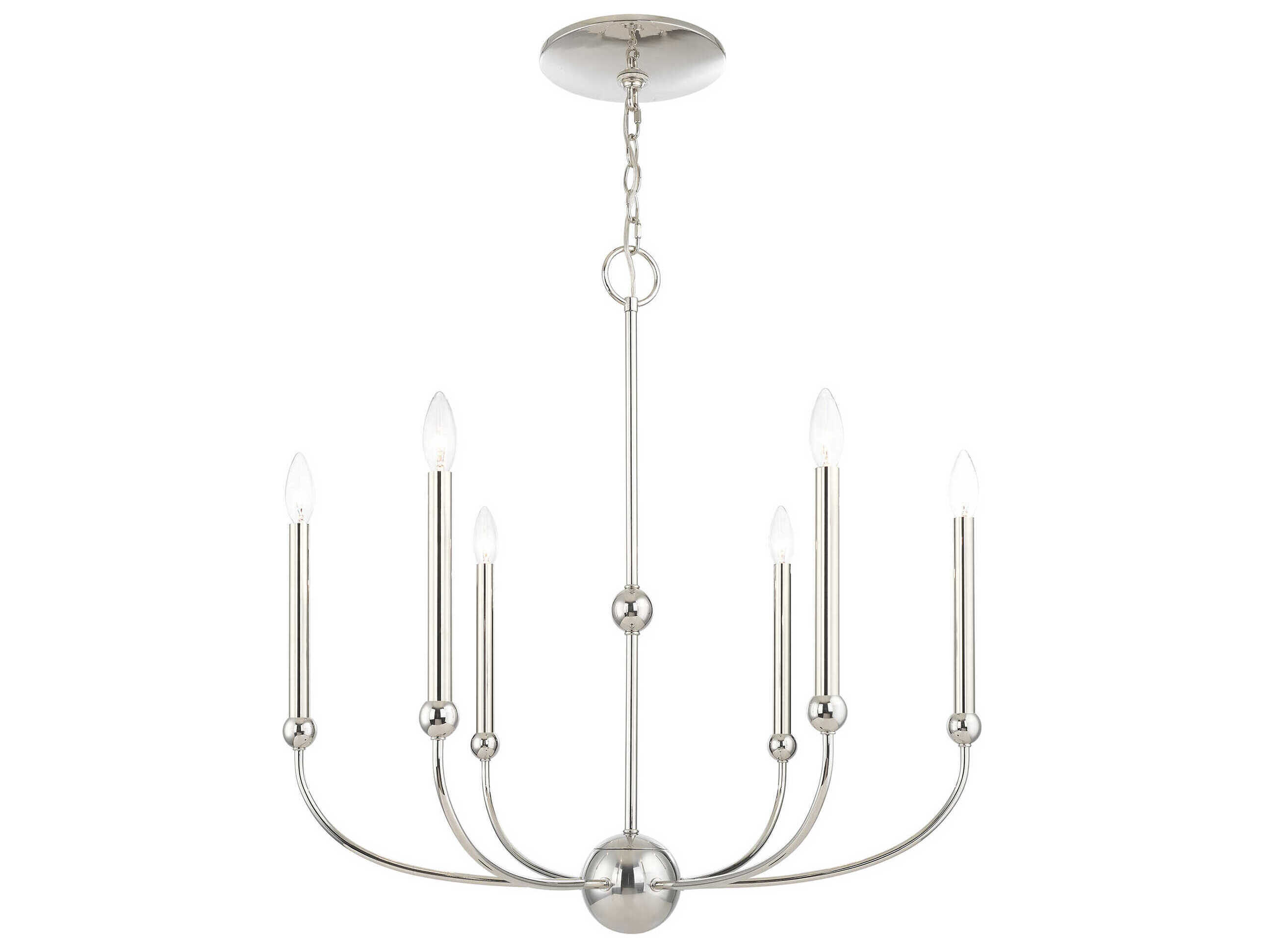 Livex Lighting Cortlandt 6-Light Polished Nickel Candelabra Chandelier