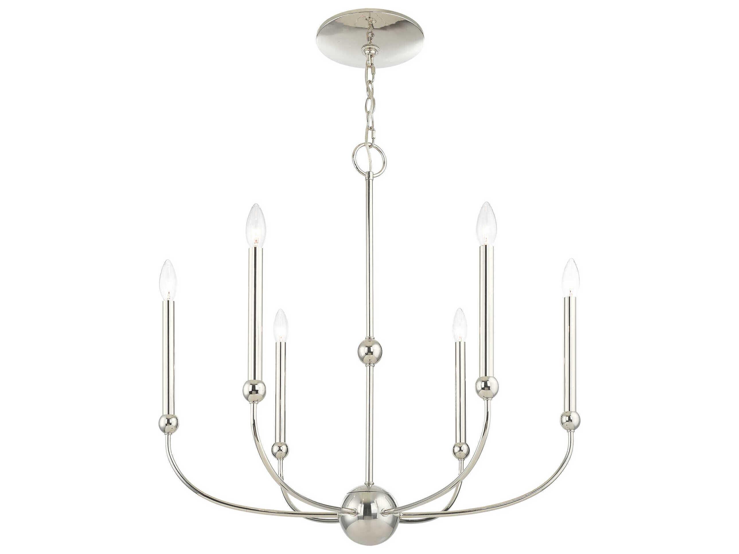 Livex Lighting Cortlandt 6-Light Polished Nickel Candelabra Chandelier