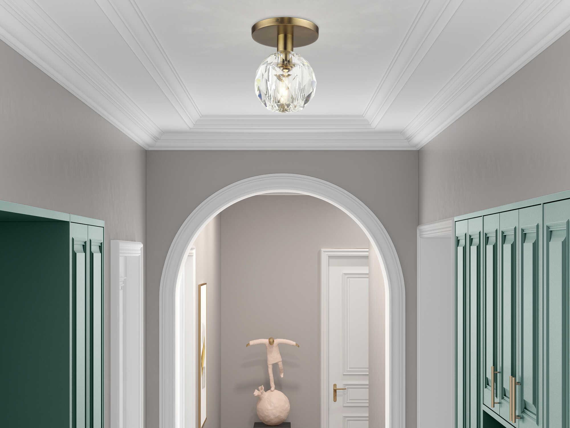 Livex Lighting Whitfield 1-Light Natural Brass Semi Flush Mount