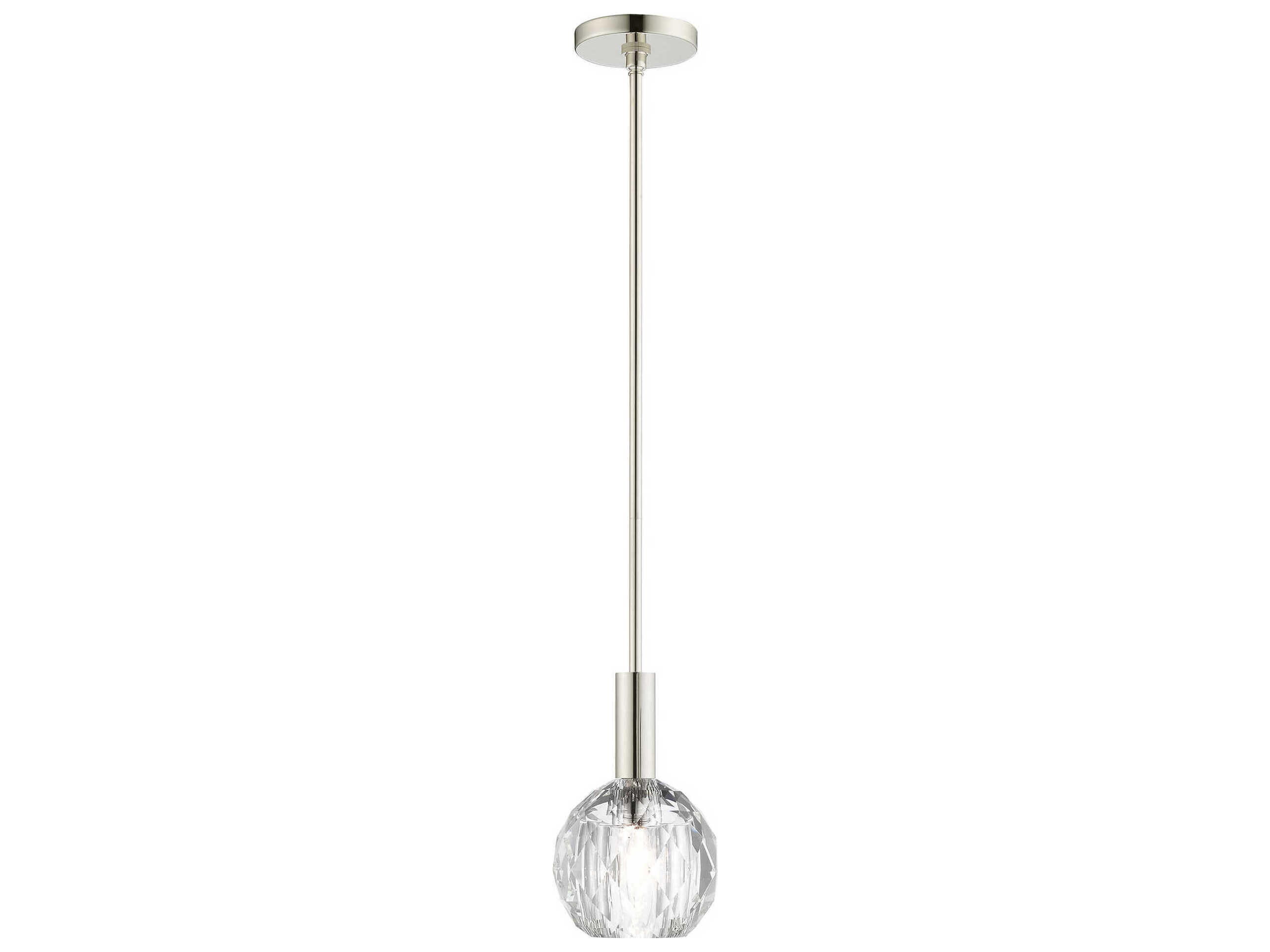 Livex Lighting Whitfield 1-Light Polished Nickel Clear Crystal Dome Mini Pendant