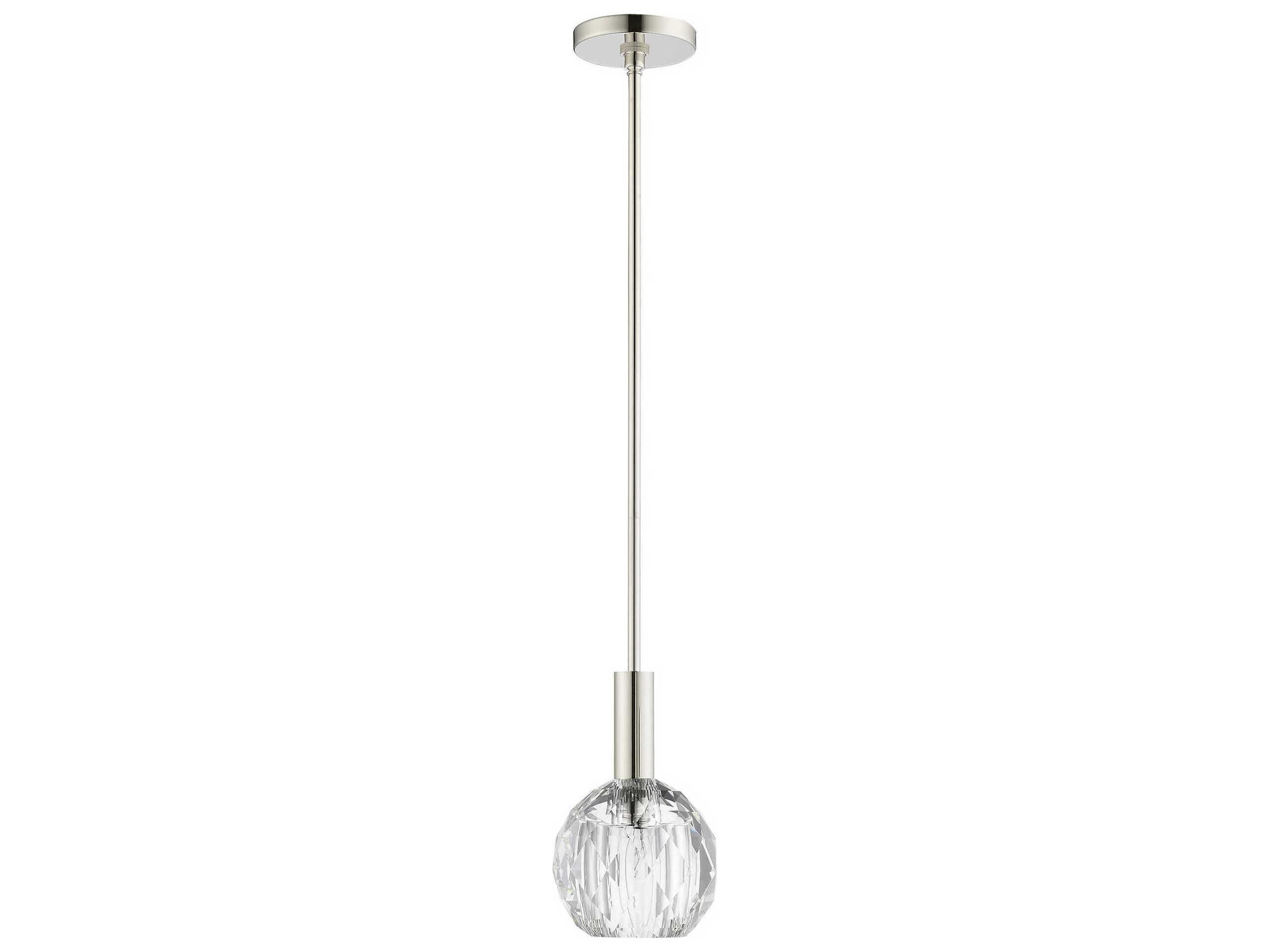 Livex Lighting Whitfield 1-Light Polished Nickel Clear Crystal Dome Mini Pendant