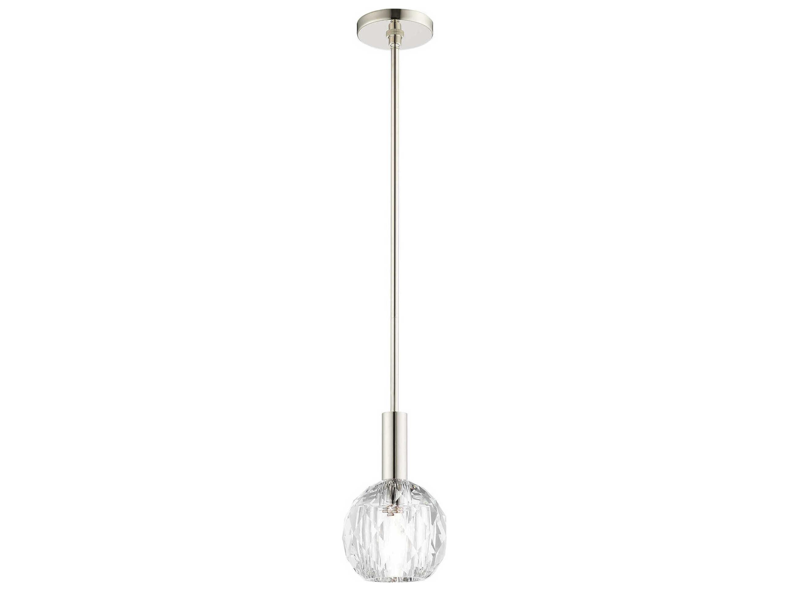 Livex Lighting Whitfield 1-Light Polished Nickel Clear Crystal Dome Mini Pendant