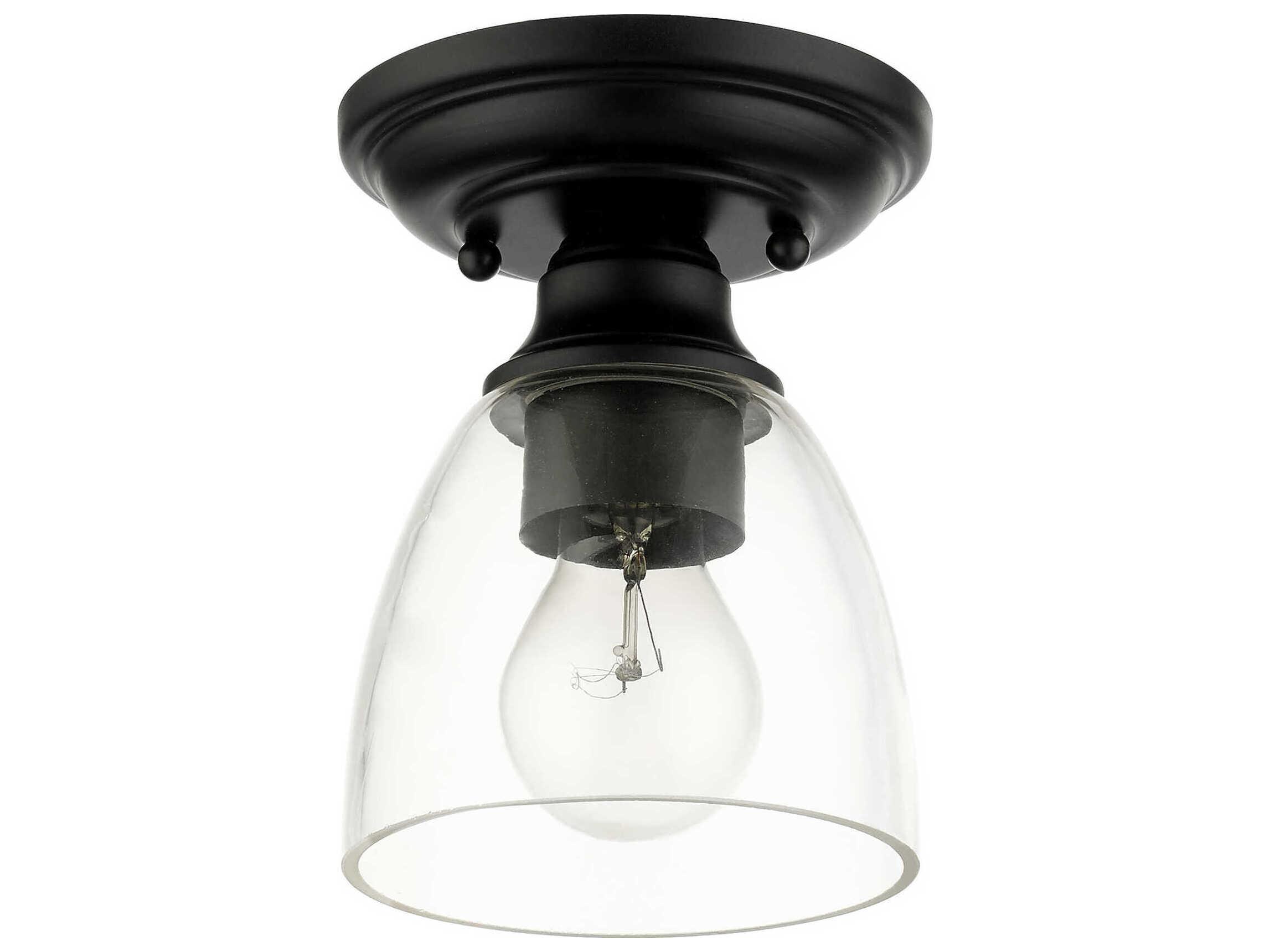 Livex Lighting Montgomery 1-Light Black Glass Semi Flush Mount
