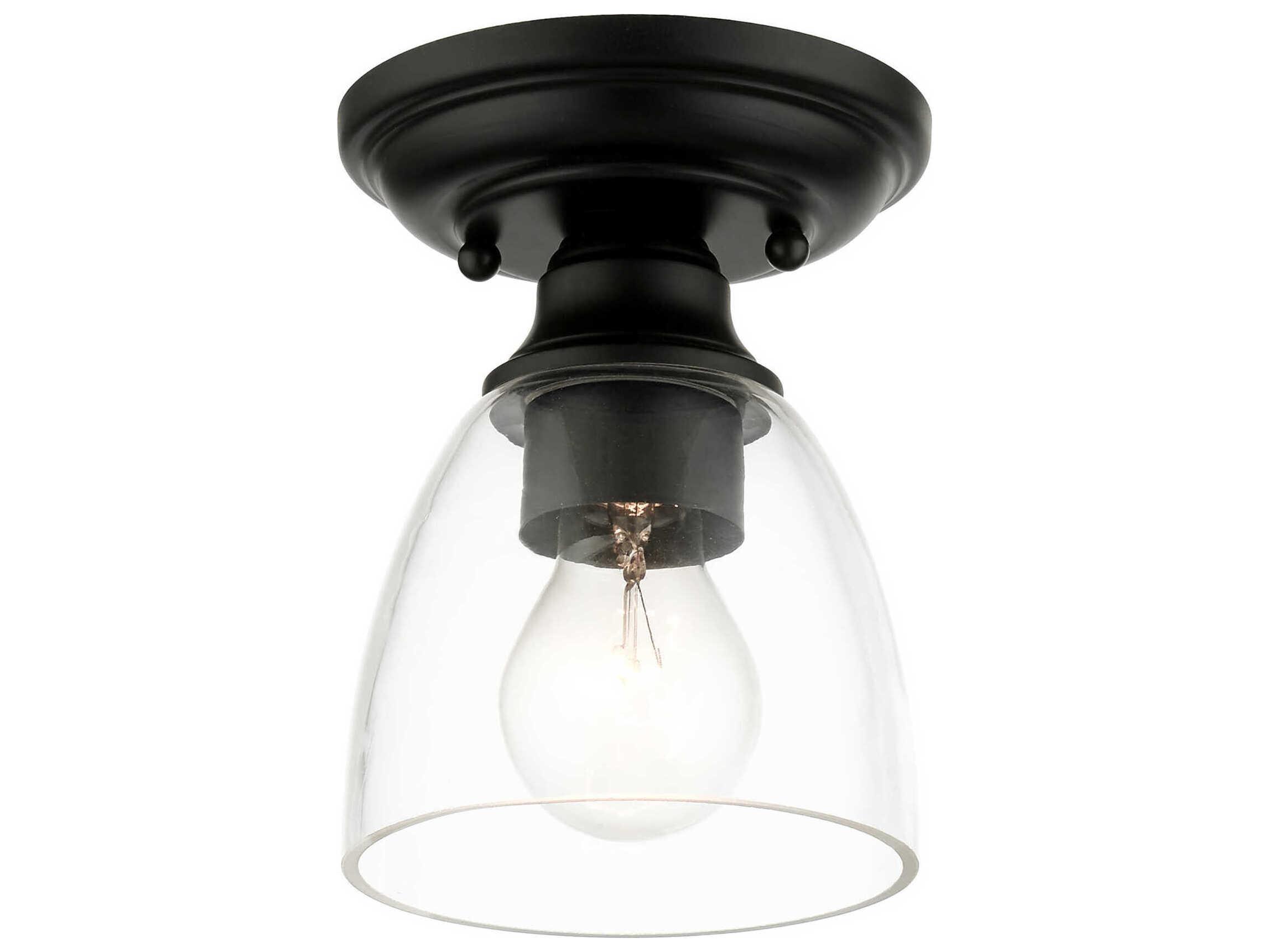 Livex Lighting Montgomery 1-Light Black Glass Semi Flush Mount