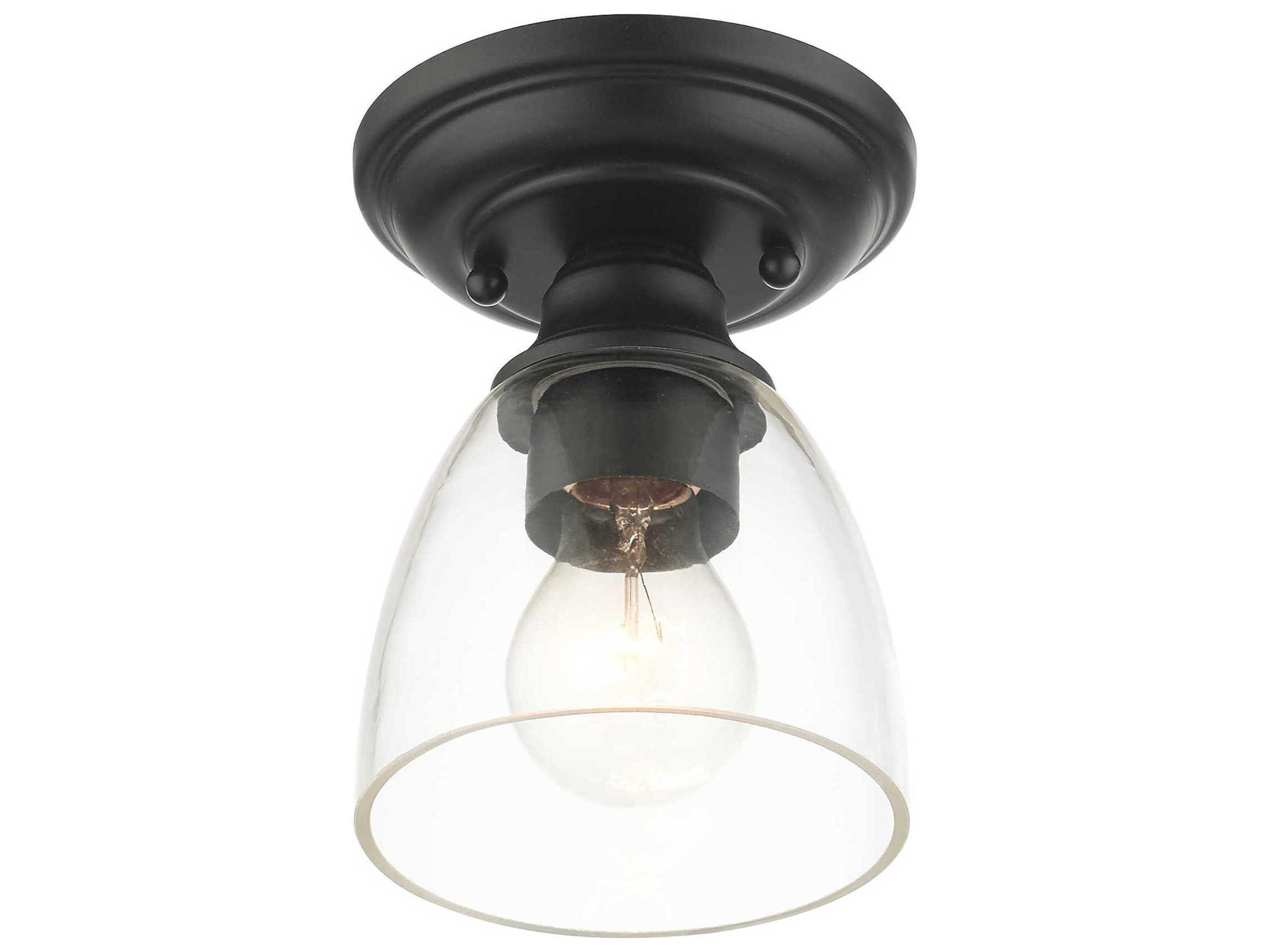 Livex Lighting Montgomery 1-Light Black Glass Semi Flush Mount