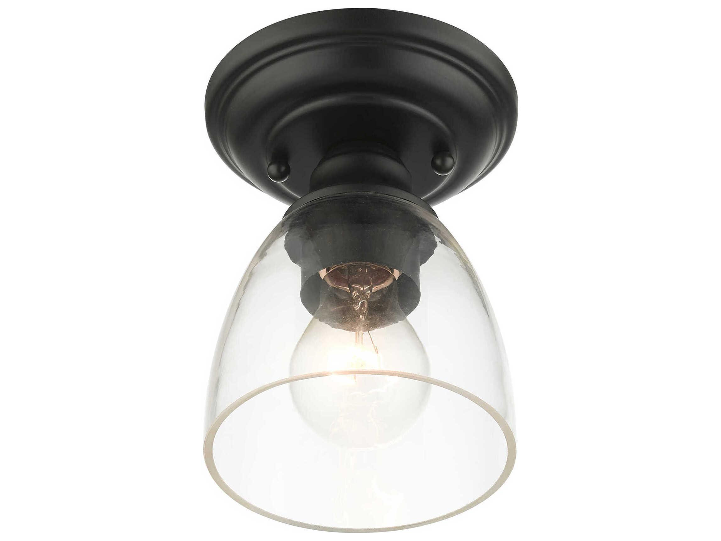 Livex Lighting Montgomery 1-Light Black Glass Semi Flush Mount