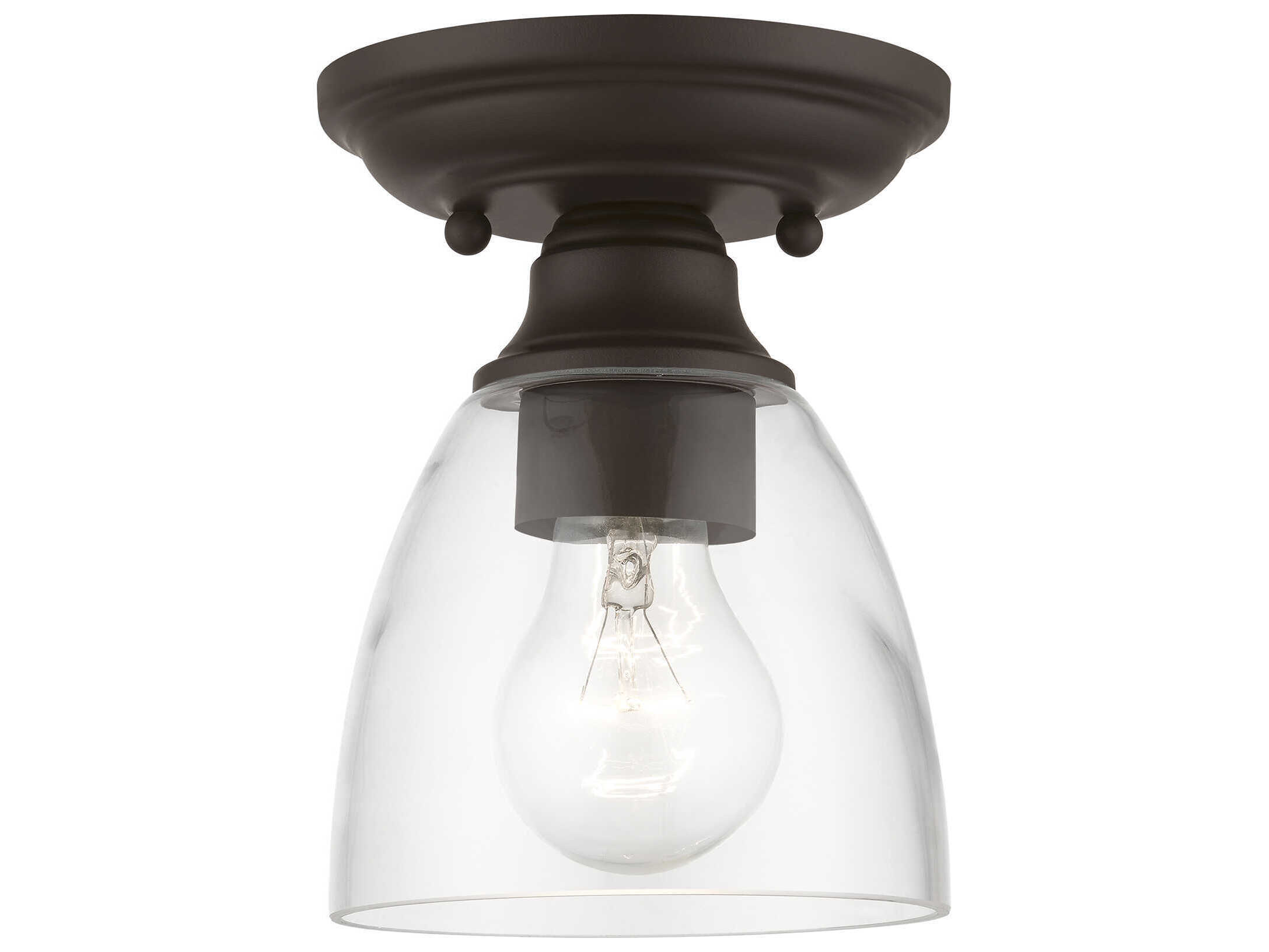 Livex Lighting Montgomery 1-Light Bronze Glass Bell Semi Flush Mount
