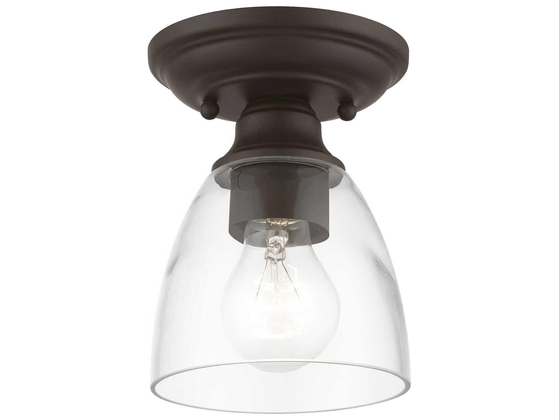 Livex Lighting Montgomery 1-Light Bronze Glass Bell Semi Flush Mount