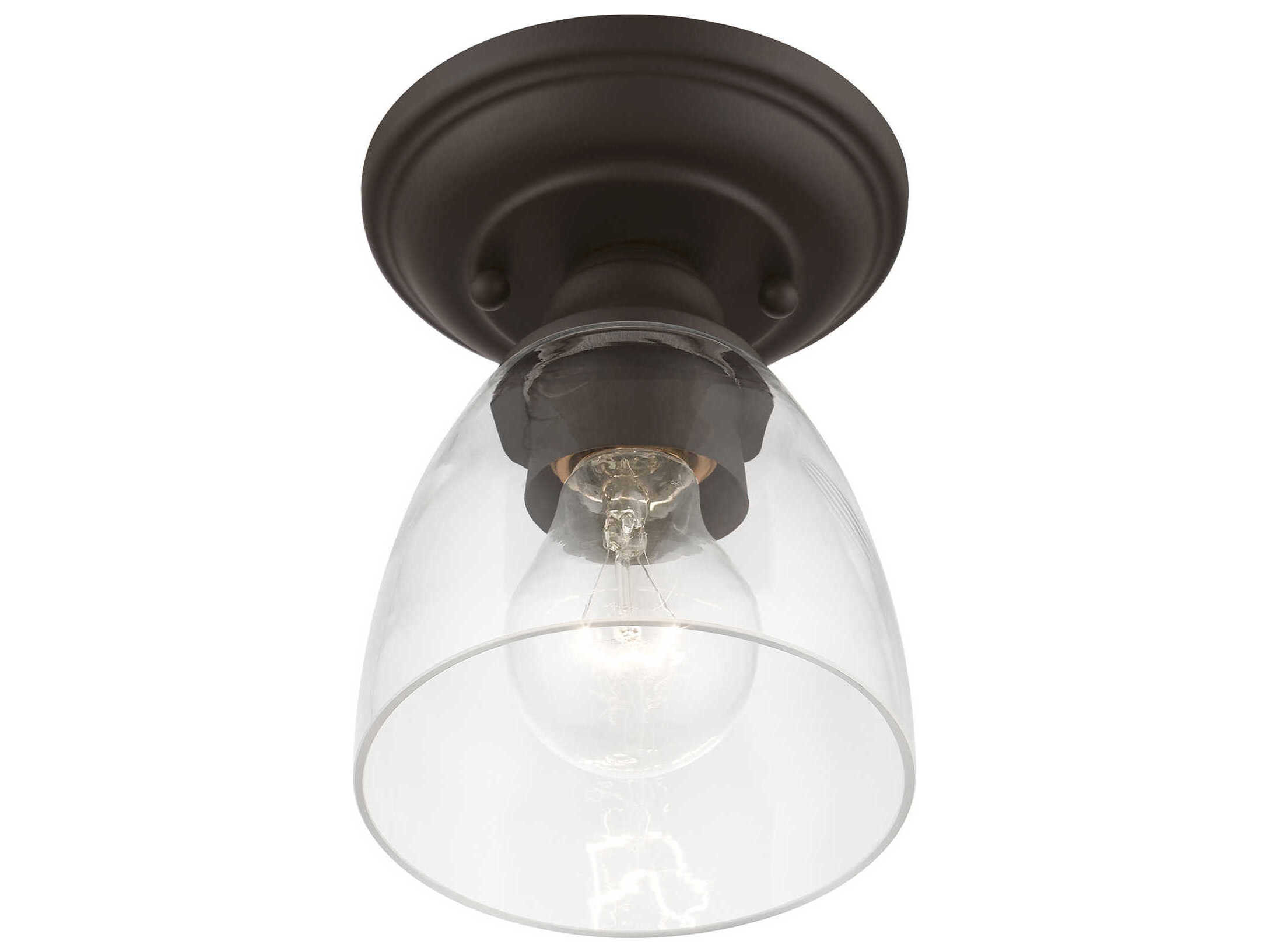 Livex Lighting Montgomery 1-Light Bronze Glass Bell Semi Flush Mount