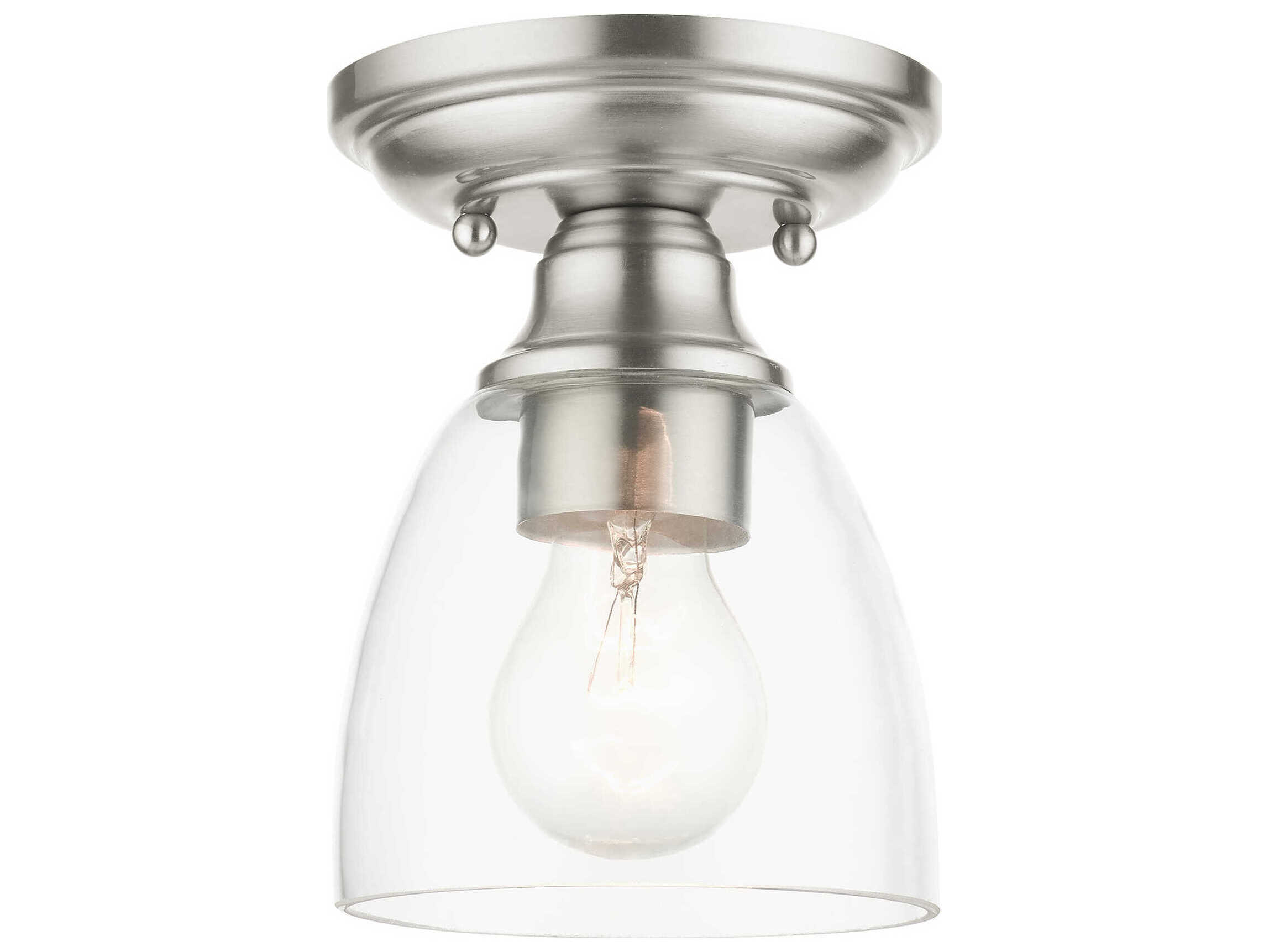 Livex Lighting Montgomery 1-Light Brushed Nickel Glass Semi Flush Mount