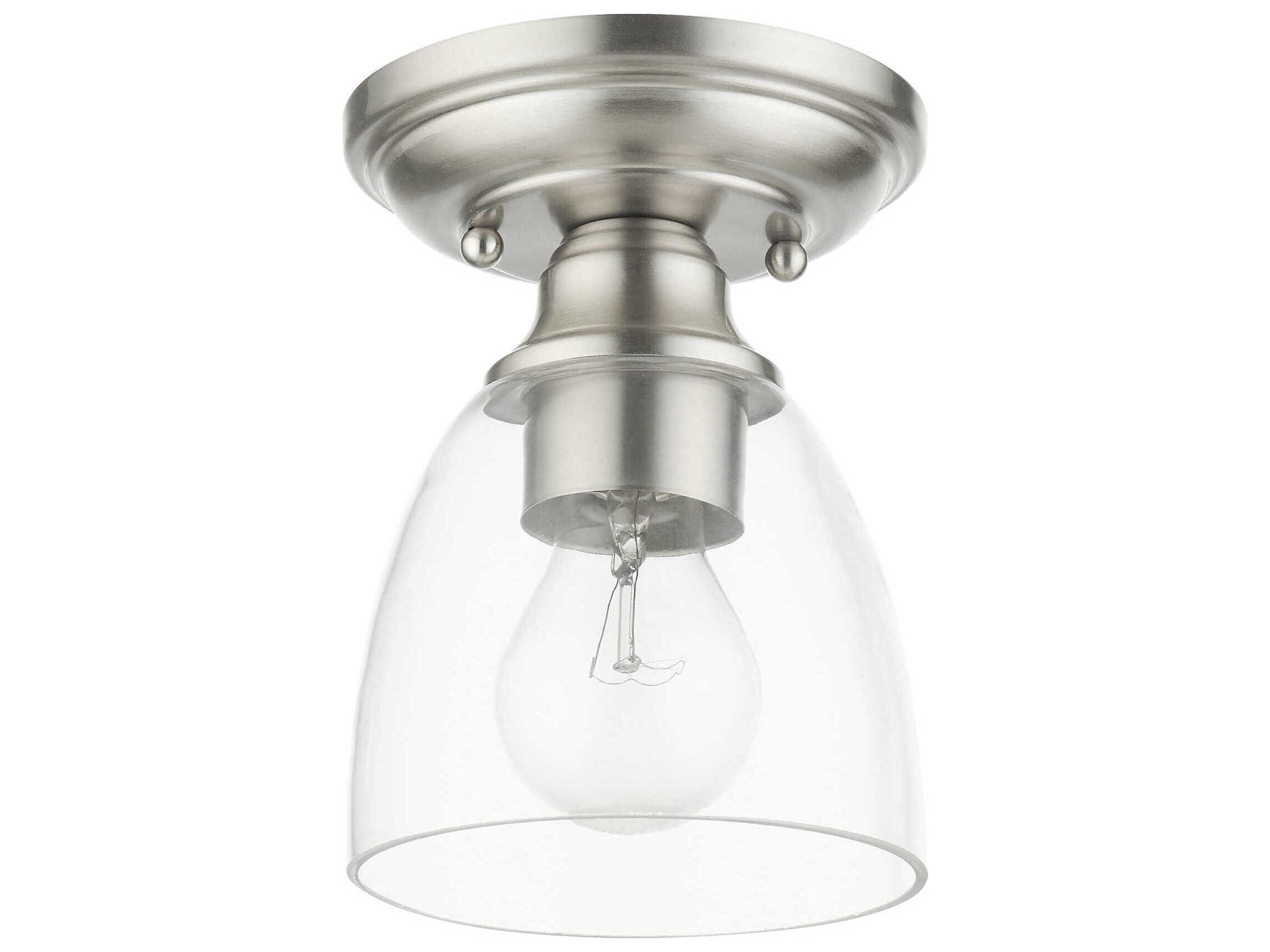 Livex Lighting Montgomery 1-Light Brushed Nickel Glass Semi Flush Mount