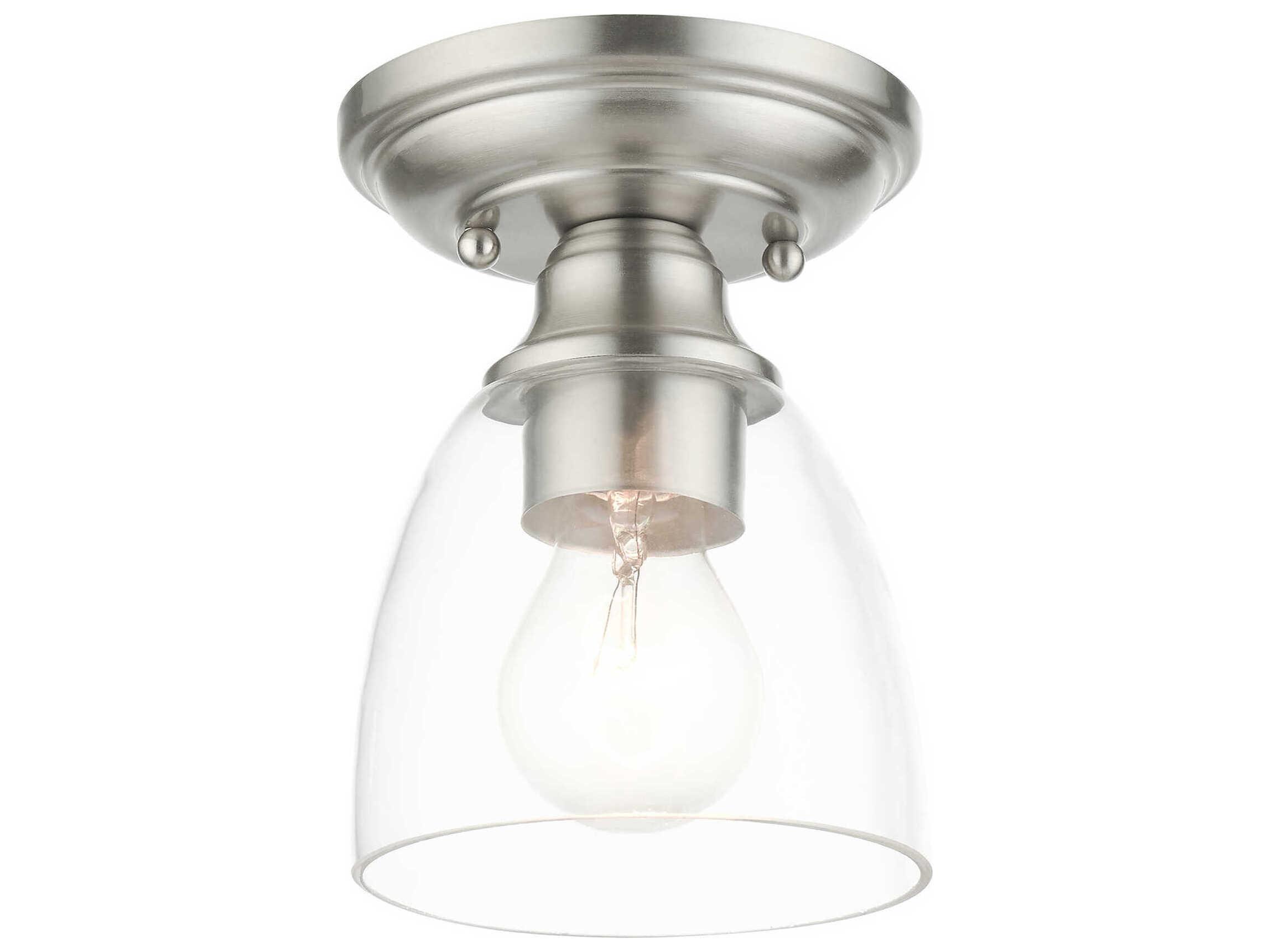 Livex Lighting Montgomery 1-Light Brushed Nickel Glass Semi Flush Mount