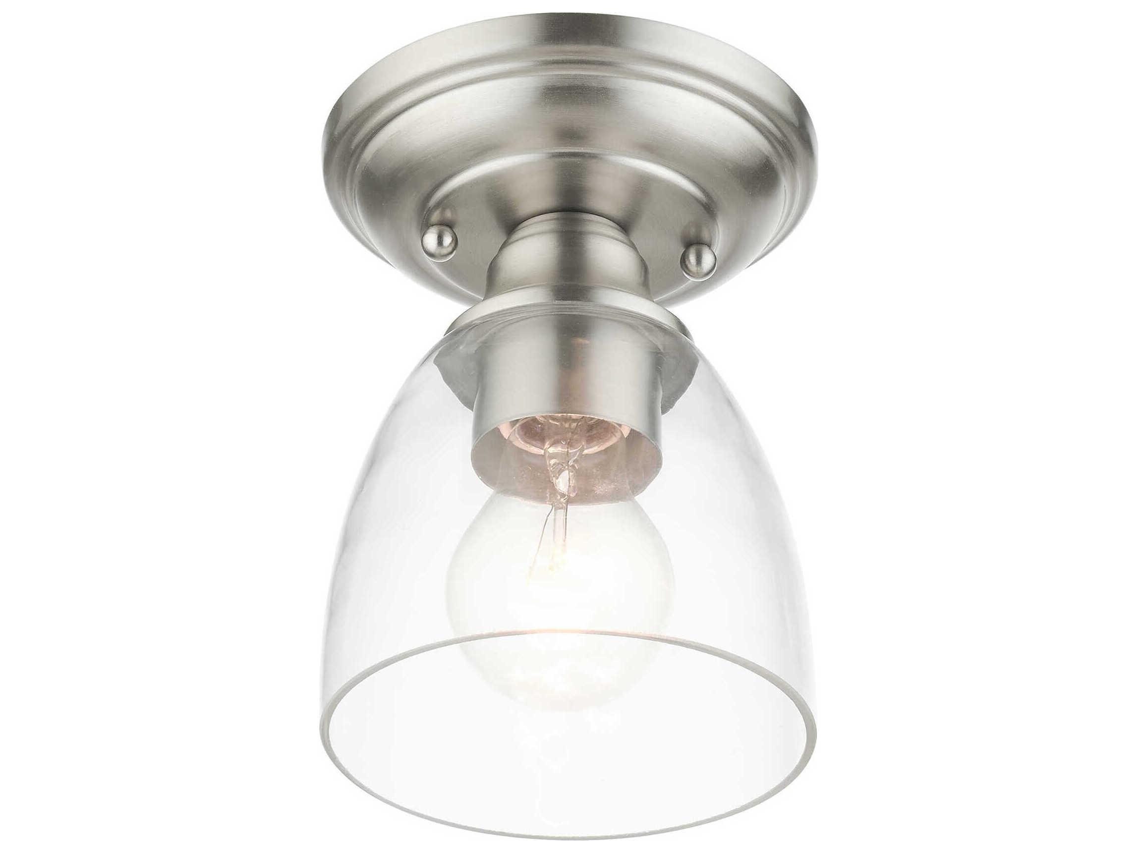 Livex Lighting Montgomery 1-Light Brushed Nickel Glass Semi Flush Mount