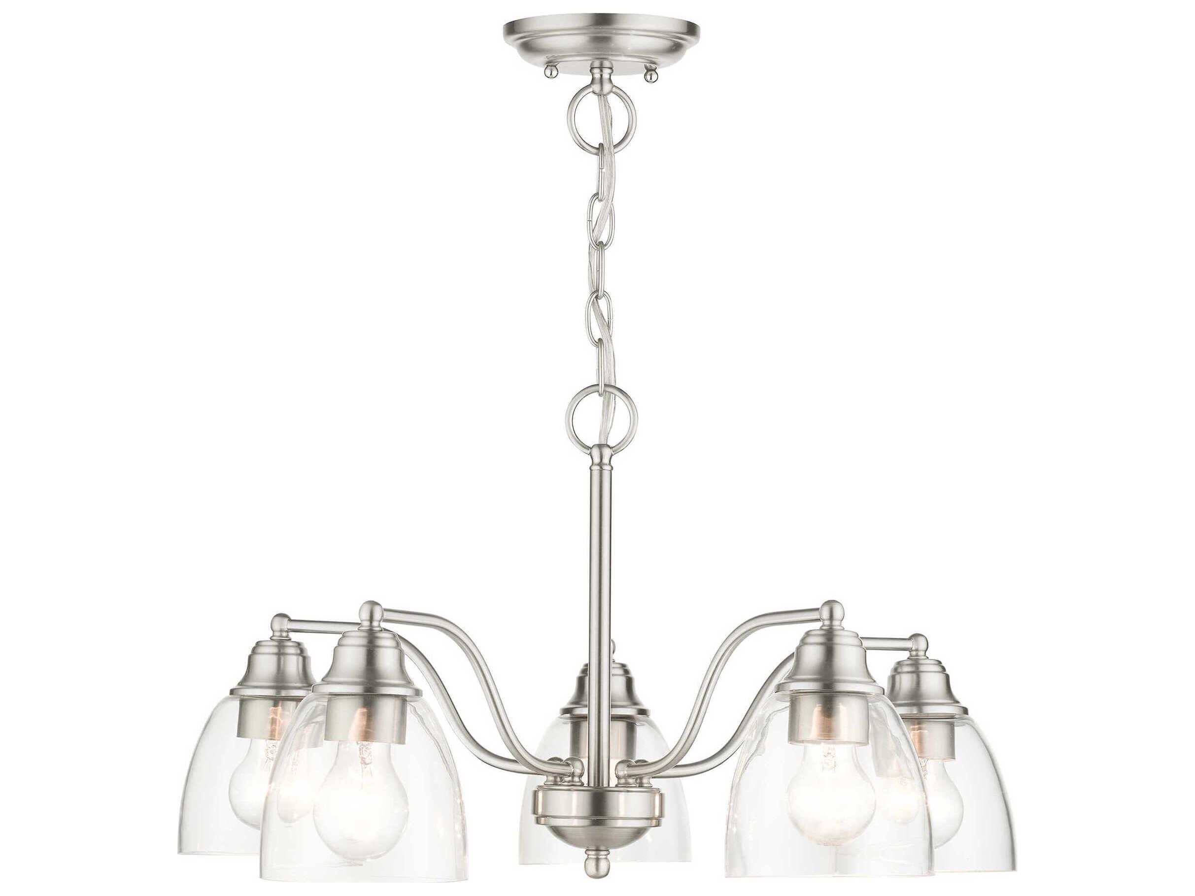 Livex Lighting Montgomery 5-Light Brushed Nickel Glass Chandelier