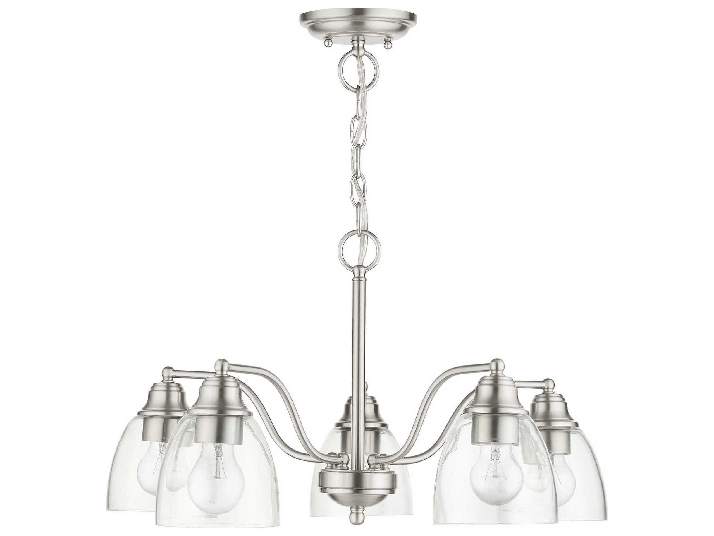 Livex Lighting Montgomery 5-Light Brushed Nickel Glass Chandelier