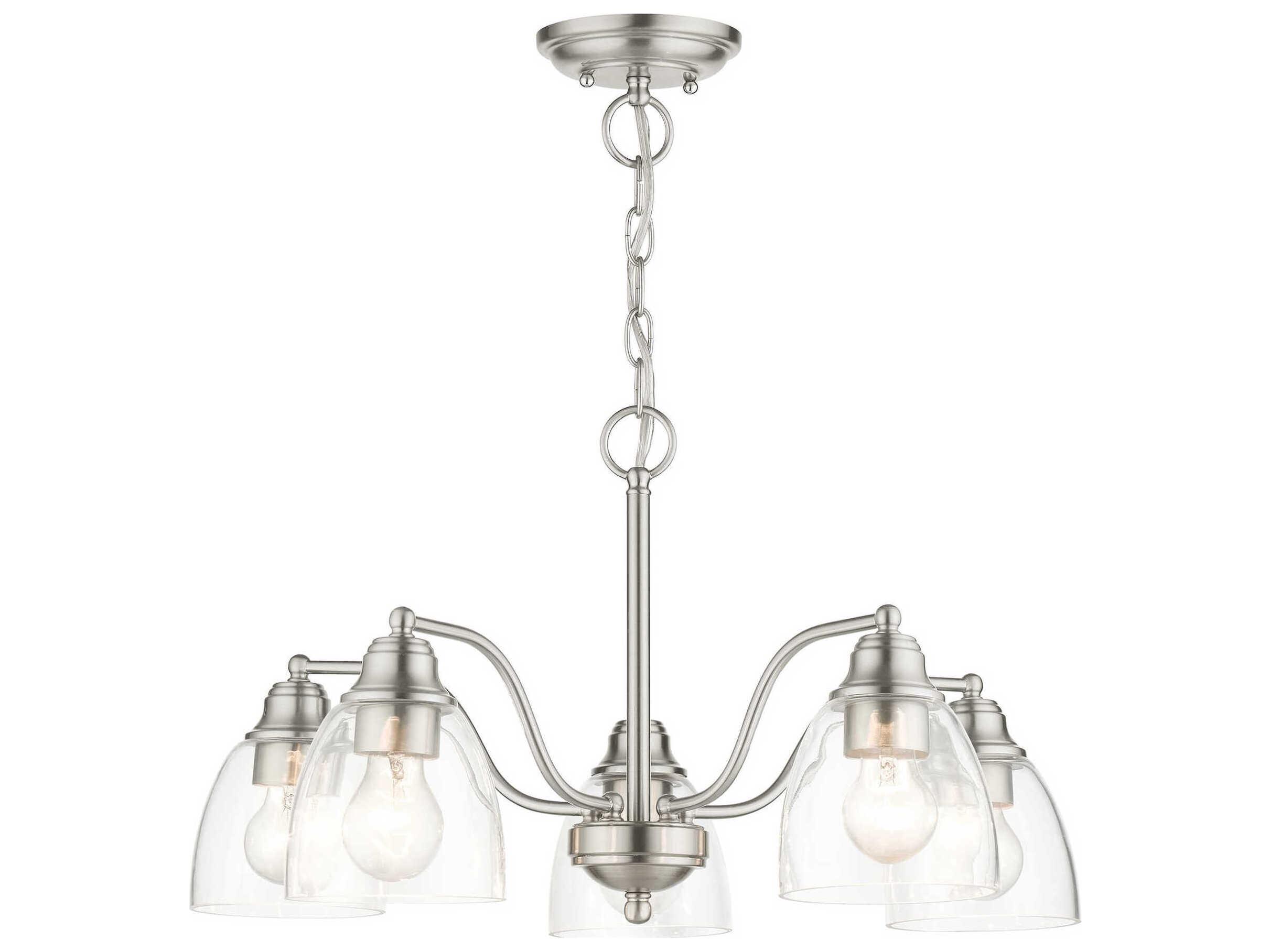 Livex Lighting Montgomery 5-Light Brushed Nickel Glass Chandelier