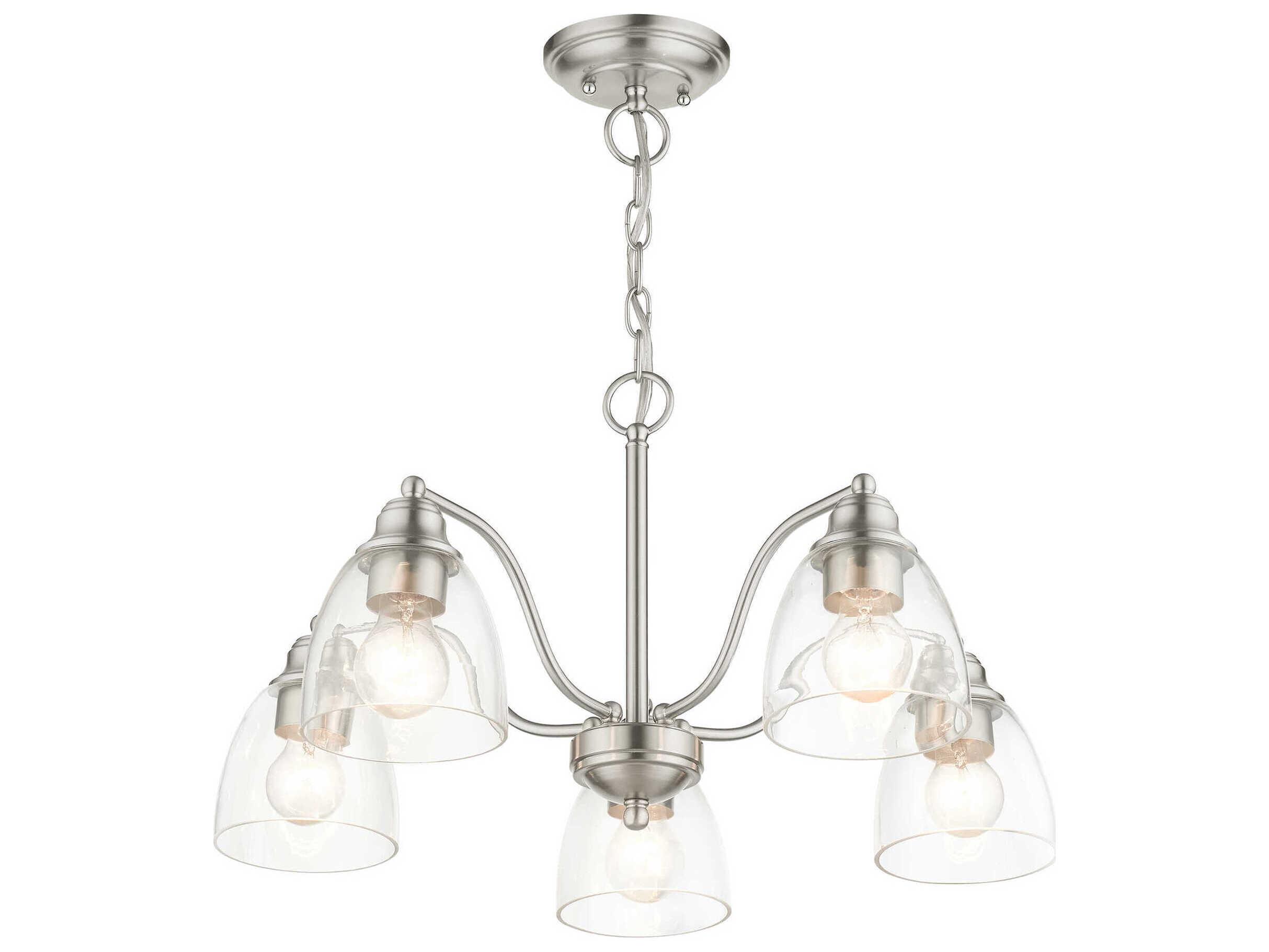 Livex Lighting Montgomery 5-Light Brushed Nickel Glass Chandelier