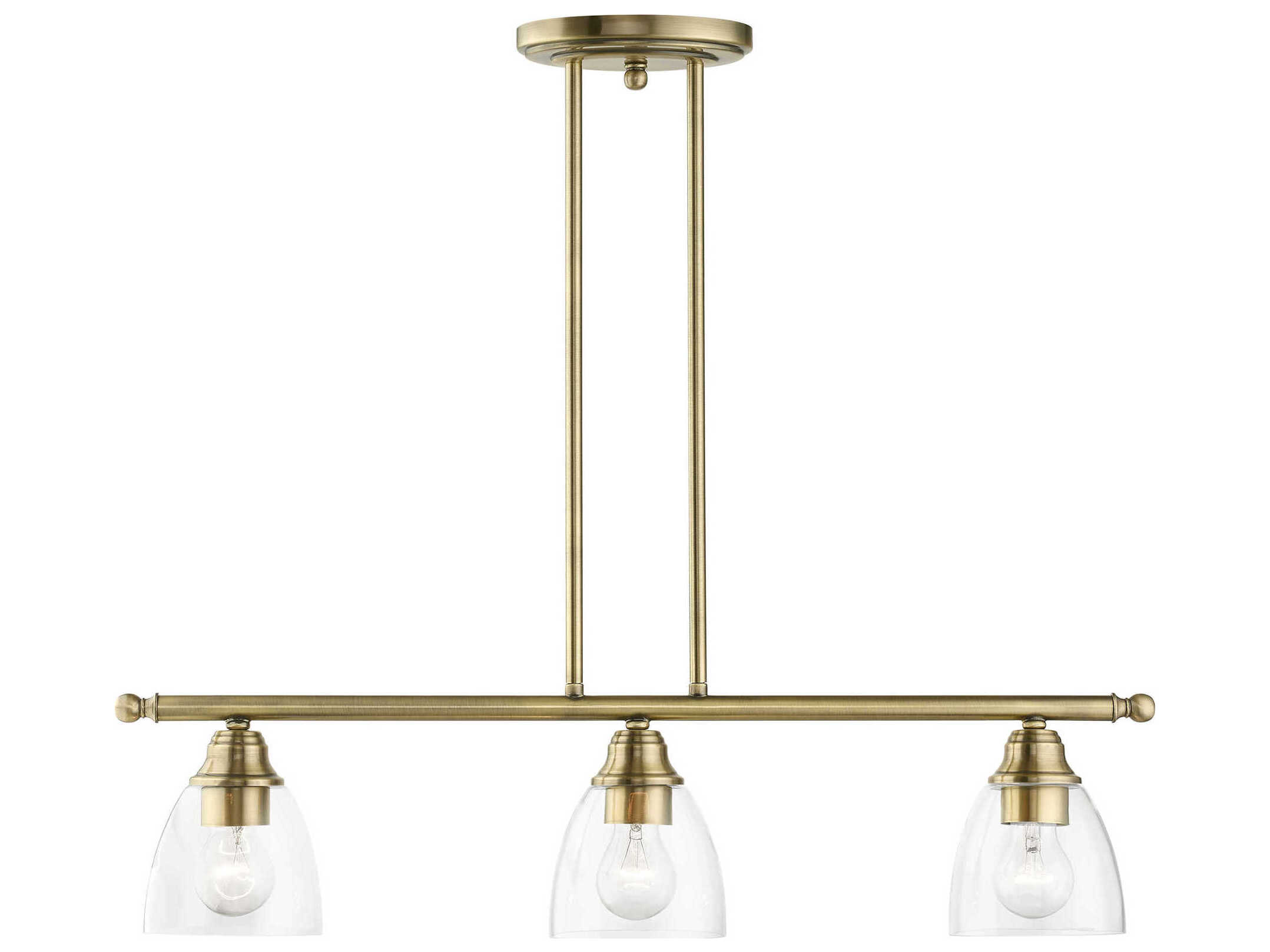 Livex Lighting Montgomery 3-Light Antique Brass Glass Bell Linear Island Pendant