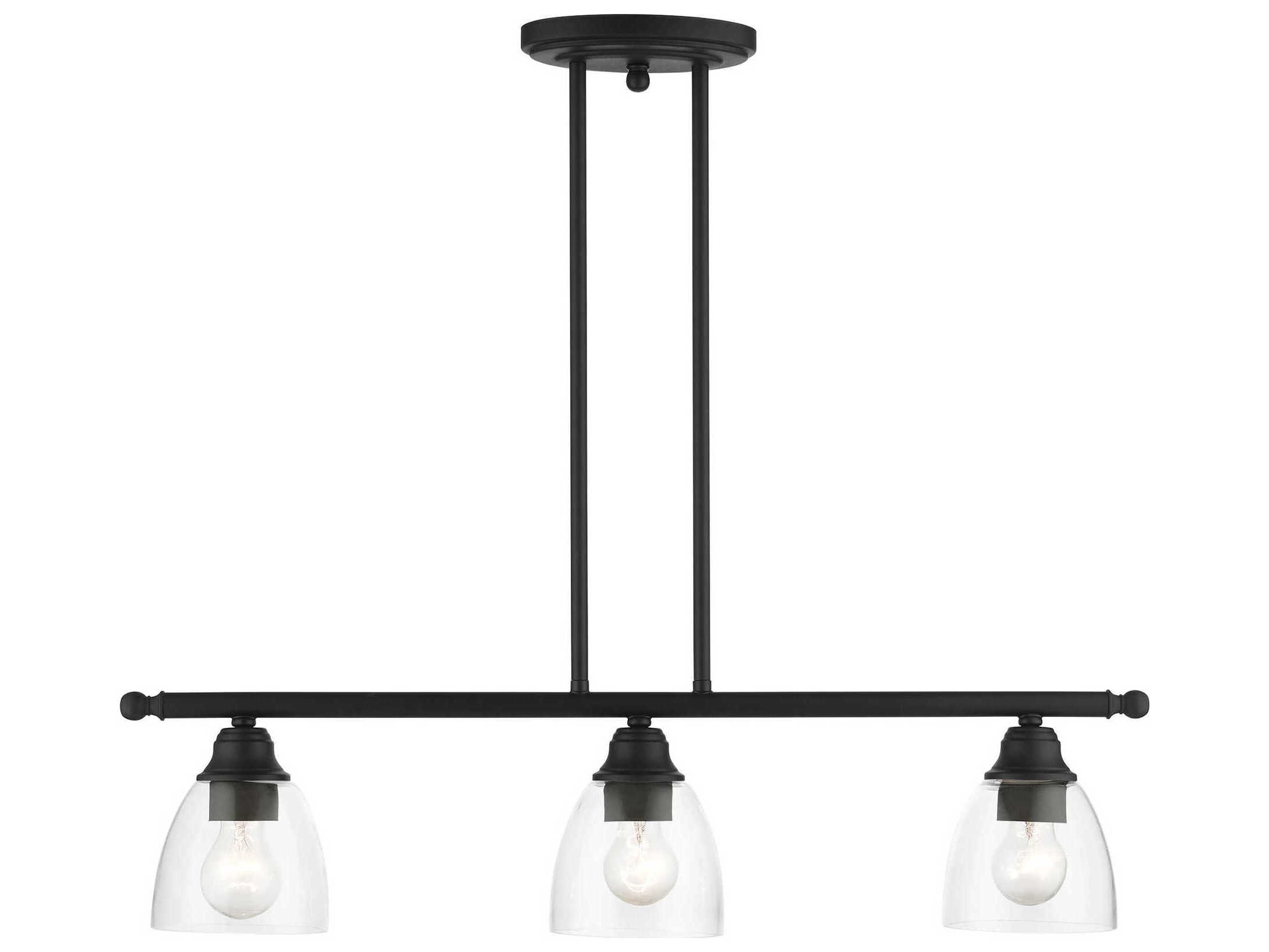Livex Lighting Montgomery 3-Light Black Glass Bell Island Pendant