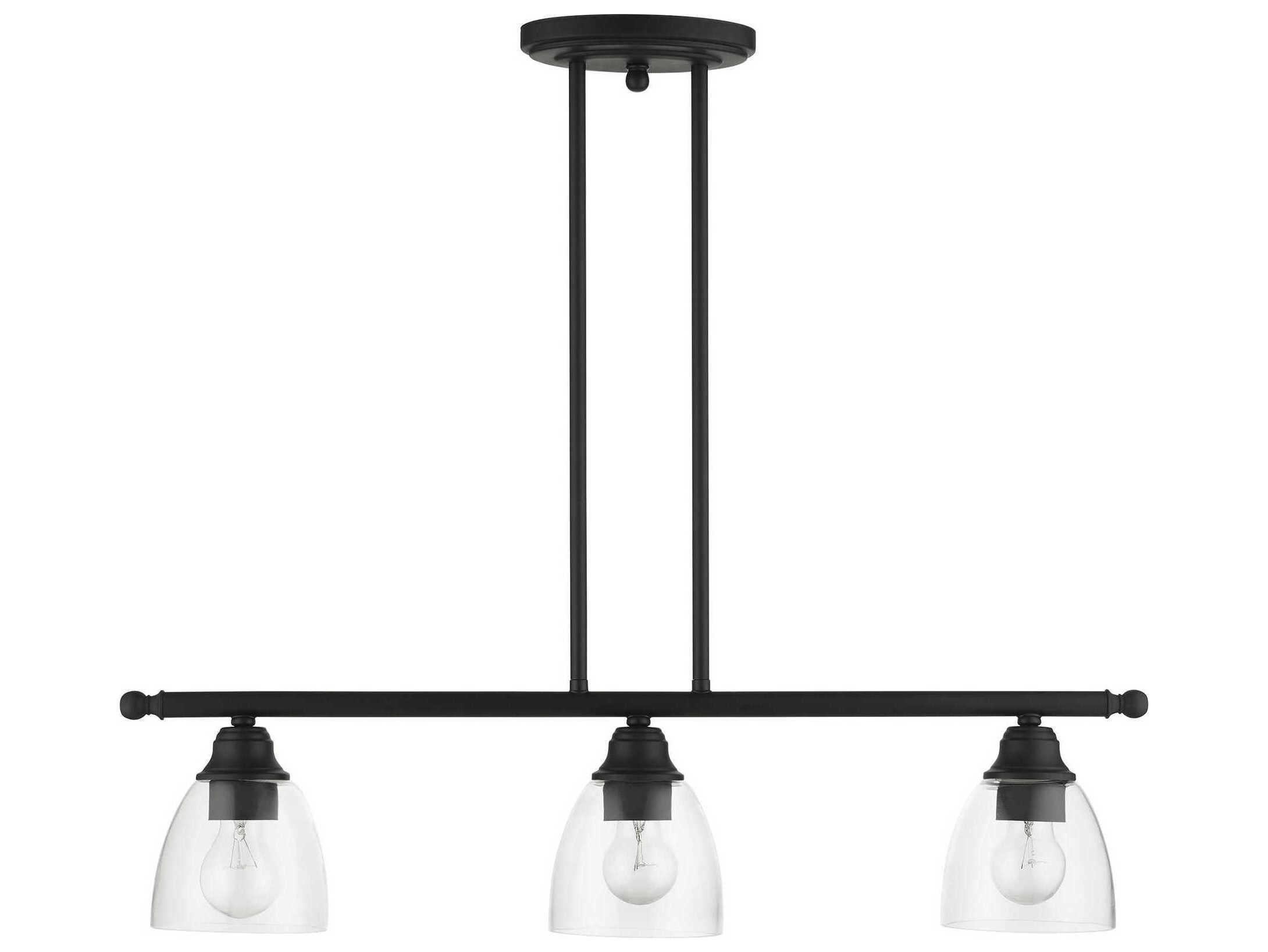 Livex Lighting Montgomery 3-Light Black Glass Bell Island Pendant