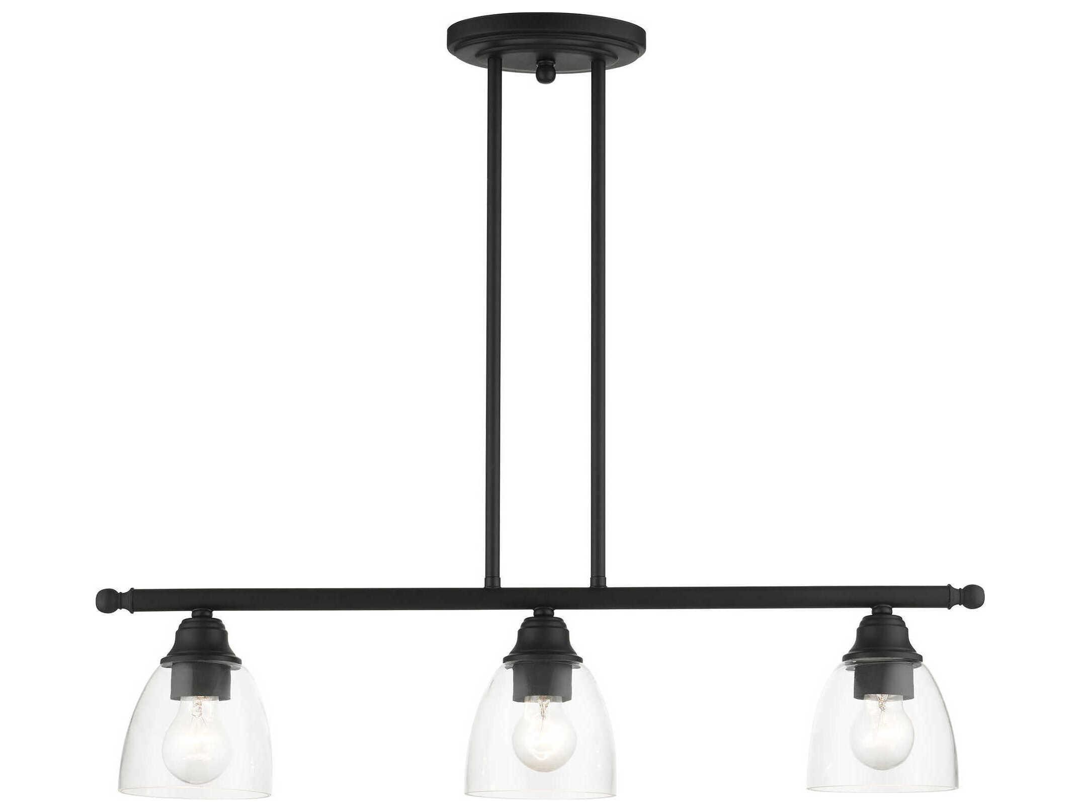 Livex Lighting Montgomery 3-Light Black Glass Bell Island Pendant